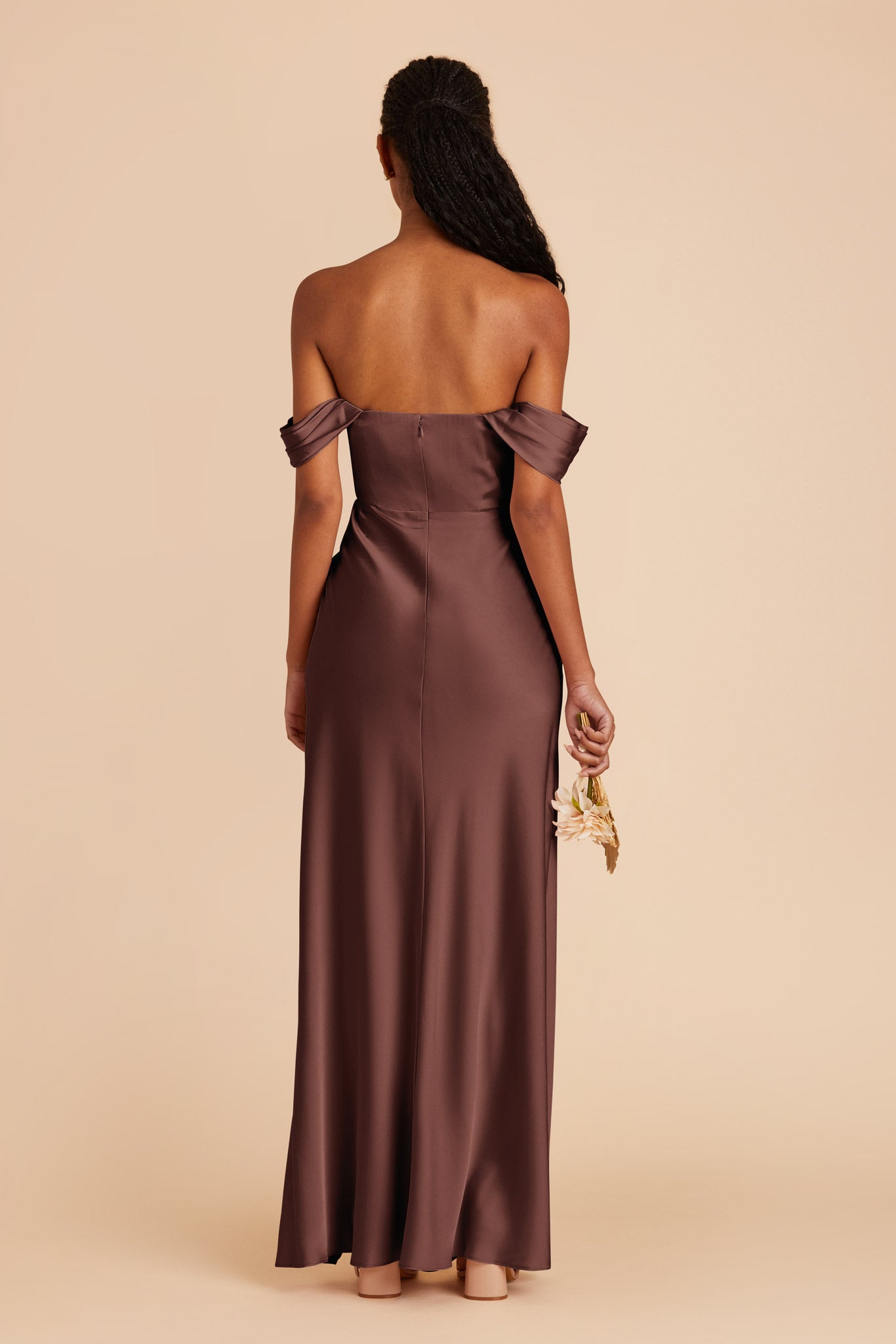 Chocolate Brown Mia Matte Satin Dress by Birdy Grey