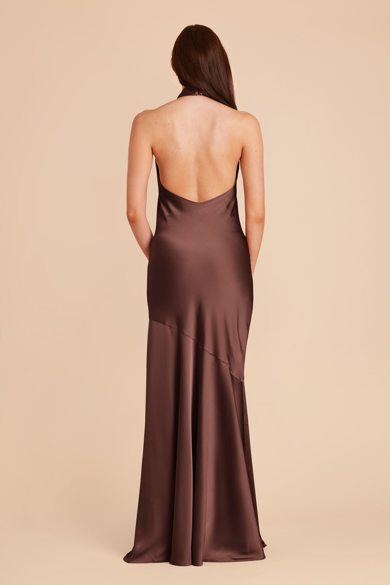 Chocolate Brown Stephanie Matte Satin Dress by Birdy Grey