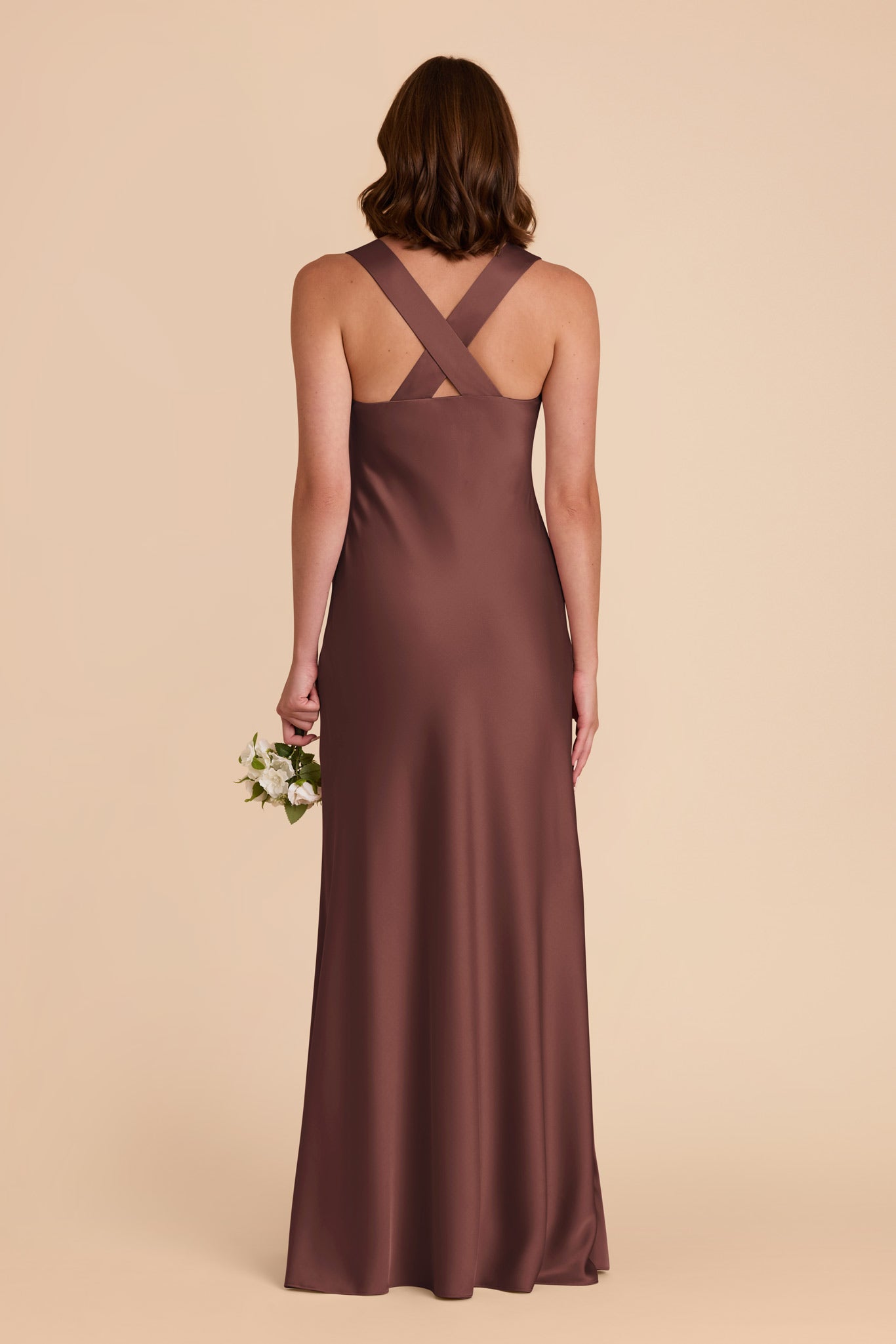 Chocolate Brown Veronica Matte Satin Dress by Birdy Grey