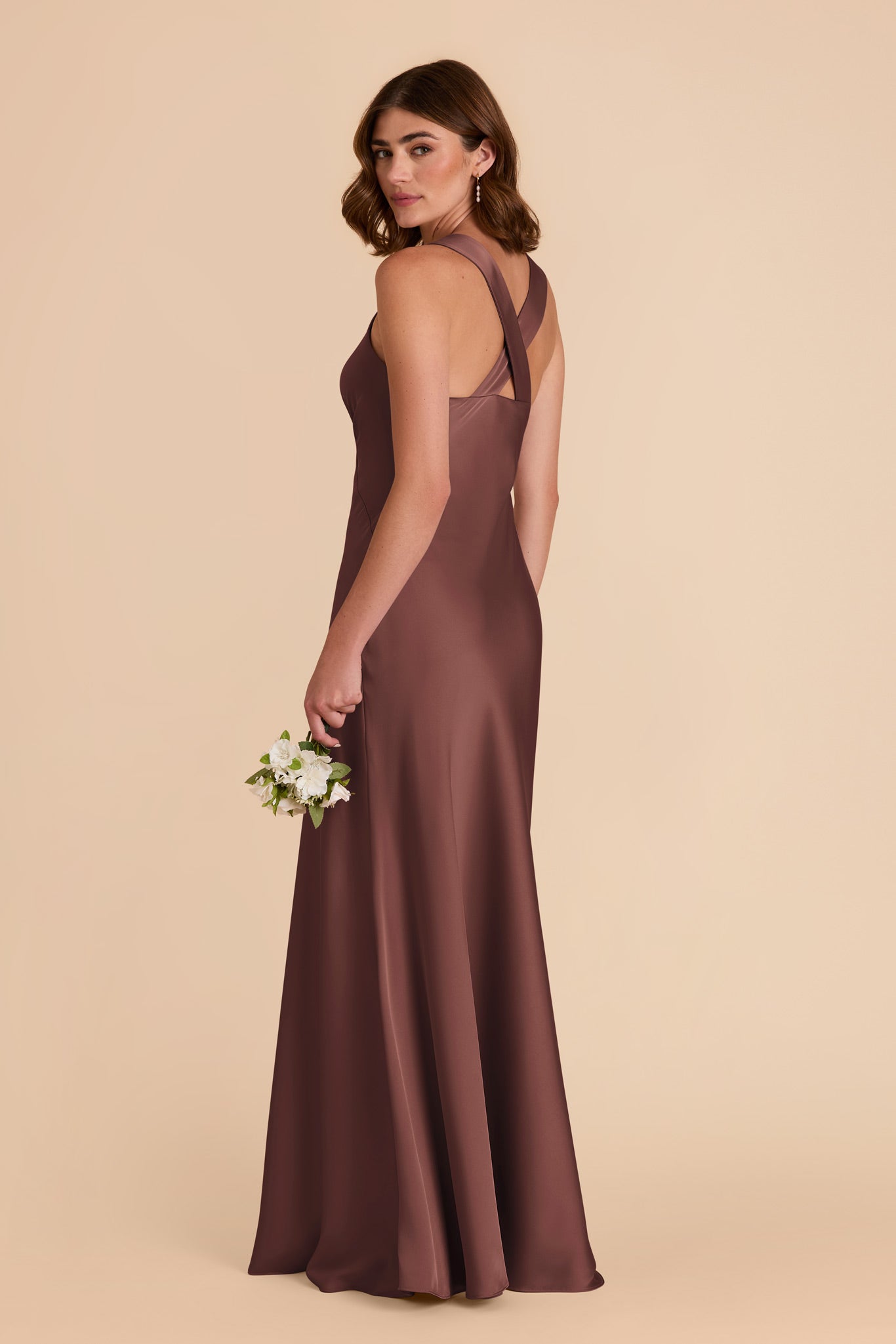 Chocolate Brown Veronica Matte Satin Dress by Birdy Grey