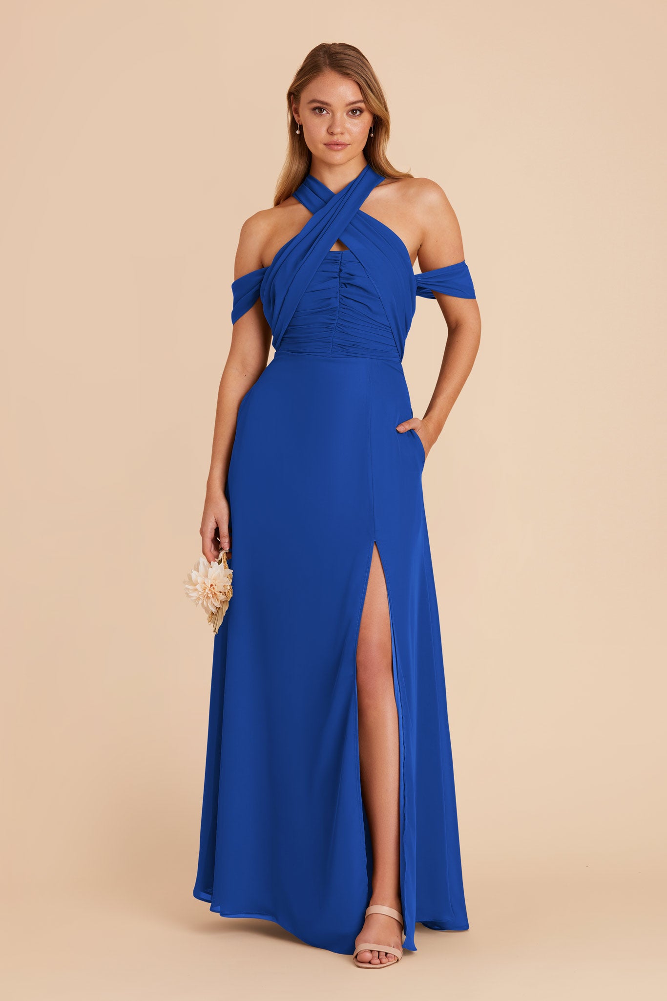 Cobalt Blue Cara Chiffon Dress by Birdy Grey