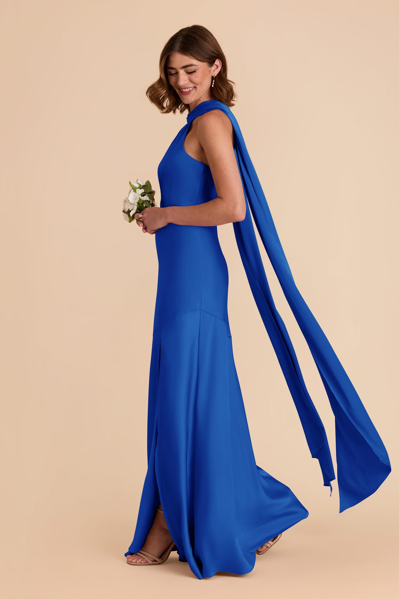 Cobalt Blue Eileen Matte Satin Dress by Birdy Grey