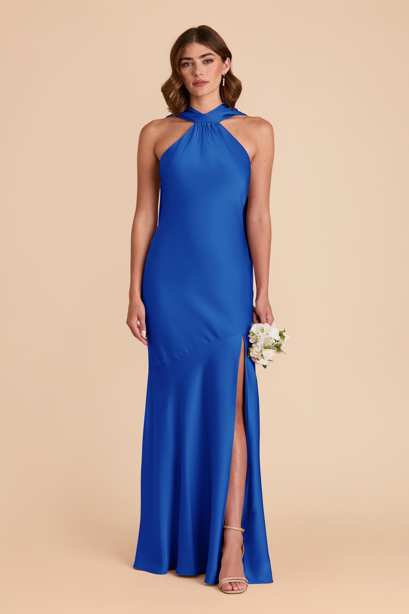 Cobalt Blue Eileen Matte Satin Dress by Birdy Grey