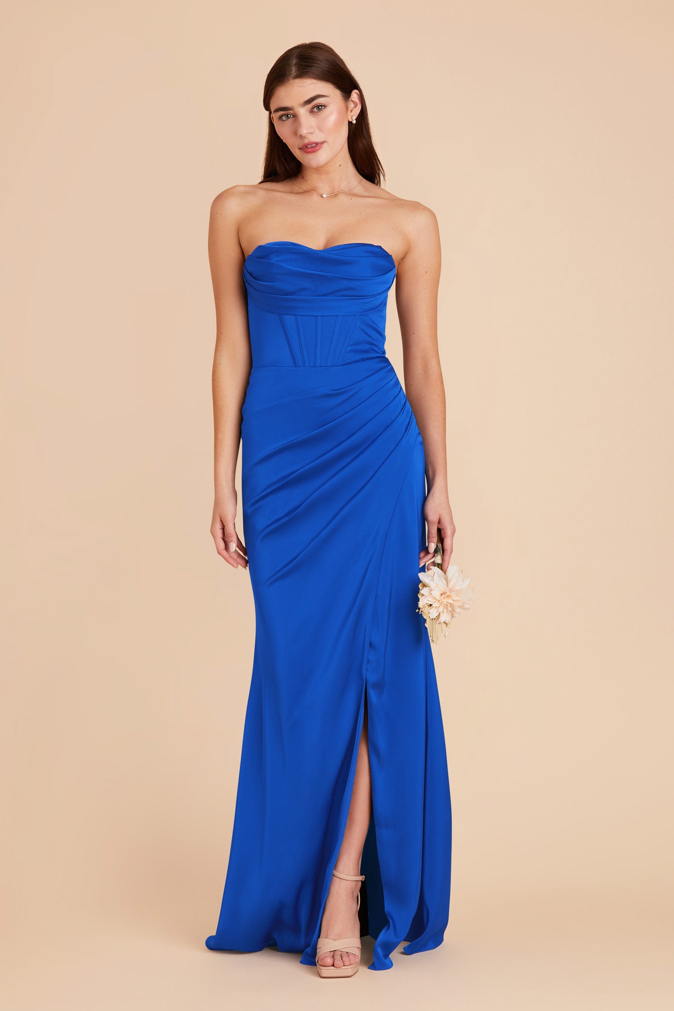 Cobalt Blue Carrie Matte Satin Dress by Birdy Grey