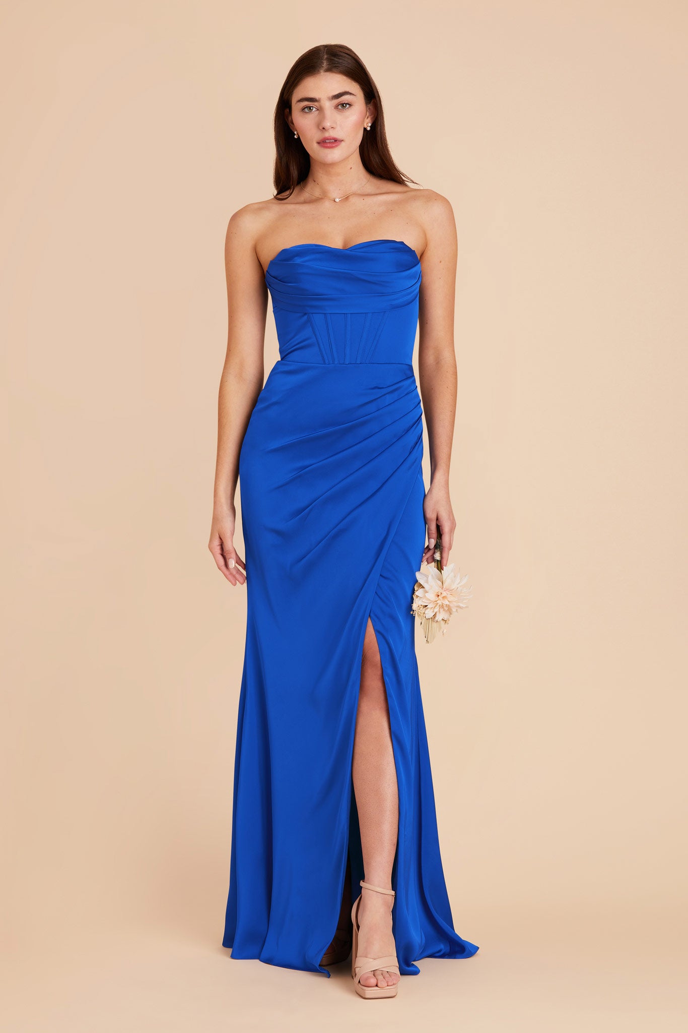 Cobalt Blue Carrie Matte Satin Dress by Birdy Grey