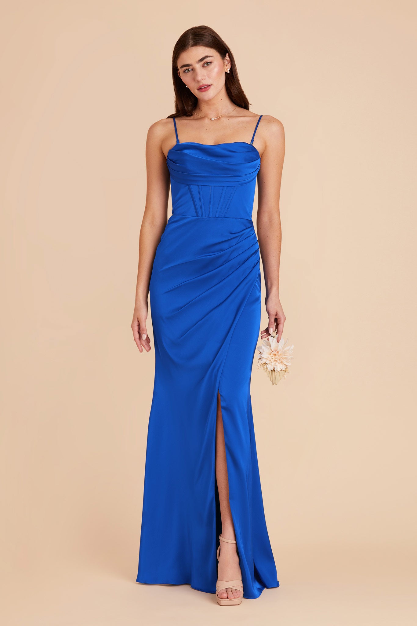 Cobalt Blue Carrie Matte Satin Dress by Birdy Grey