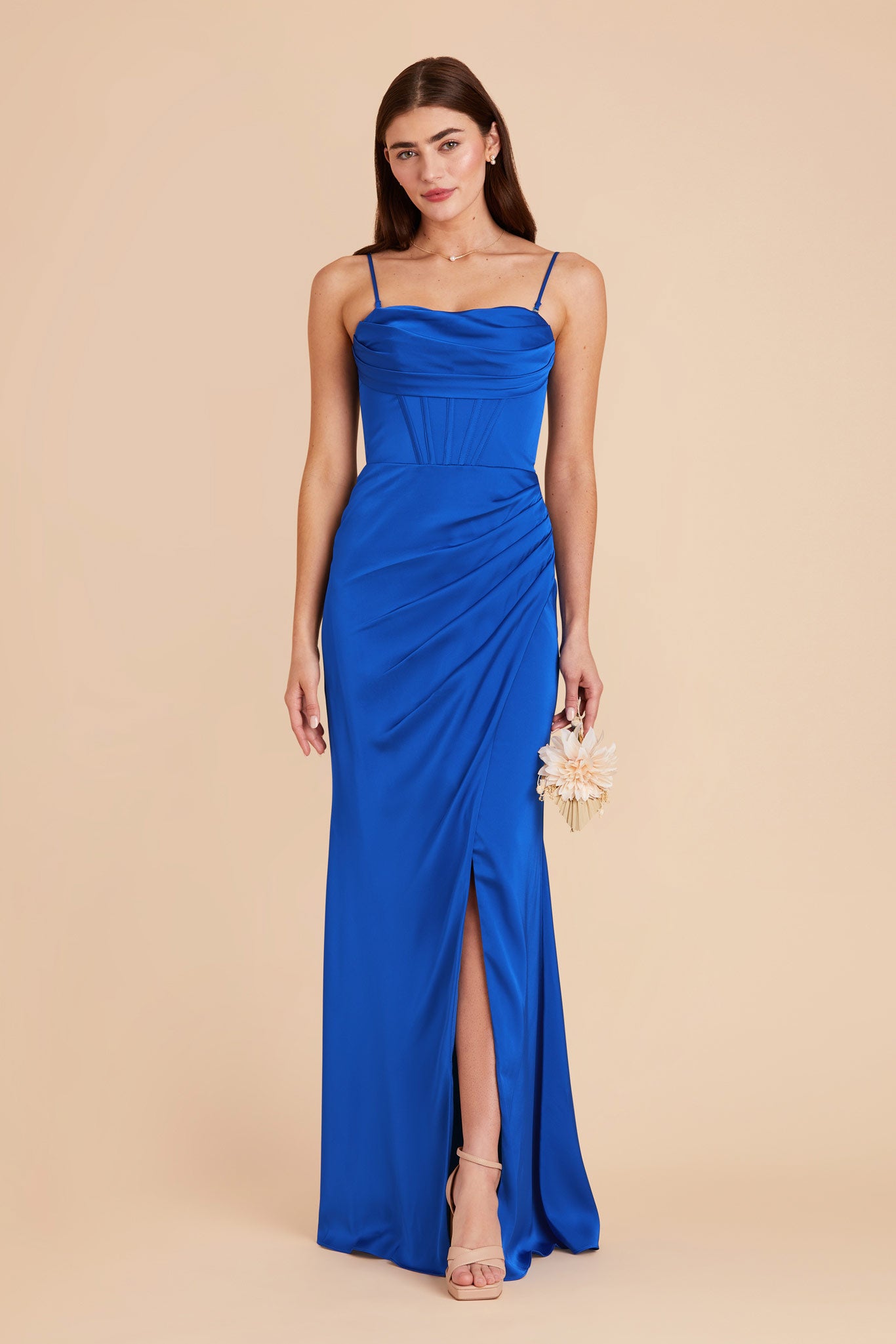 Cobalt Blue Carrie Matte Satin Dress by Birdy Grey