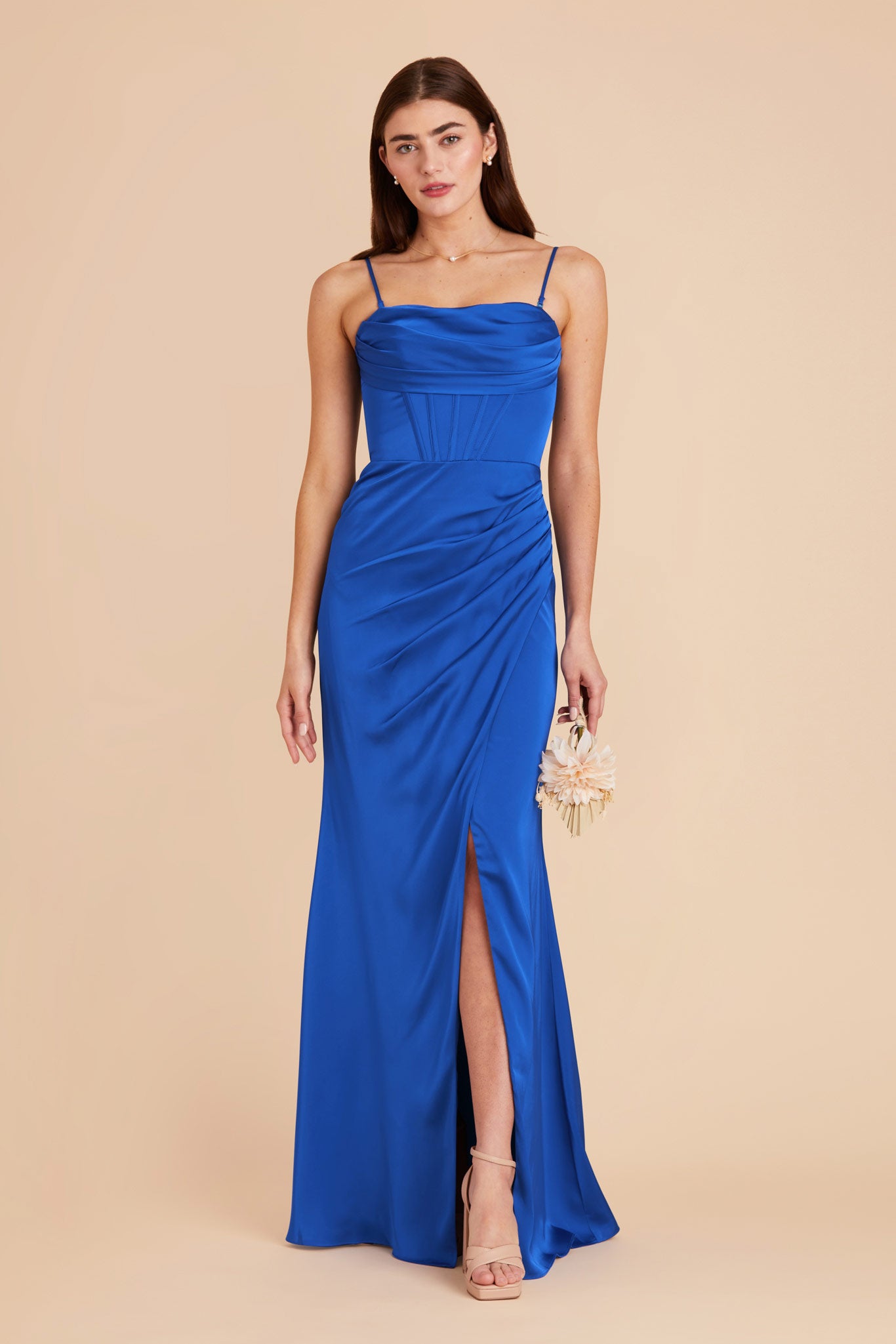 Cobalt Blue Carrie Matte Satin Dress by Birdy Grey