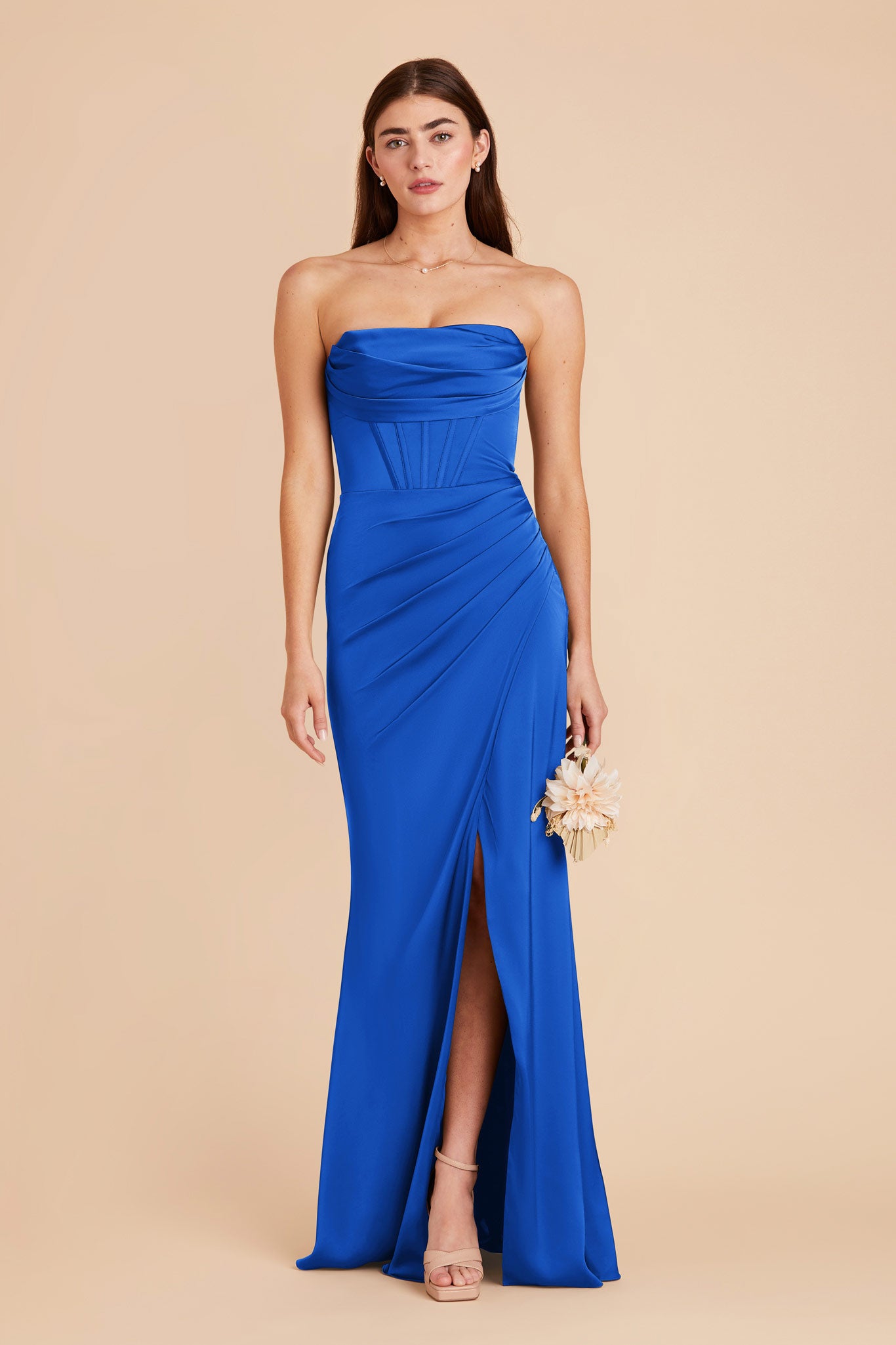 Cobalt Blue Carrie Matte Satin Dress by Birdy Grey