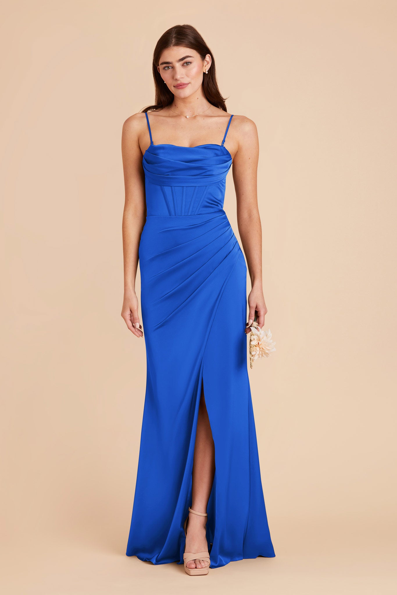 Cobalt Blue Carrie Matte Satin Dress by Birdy Grey