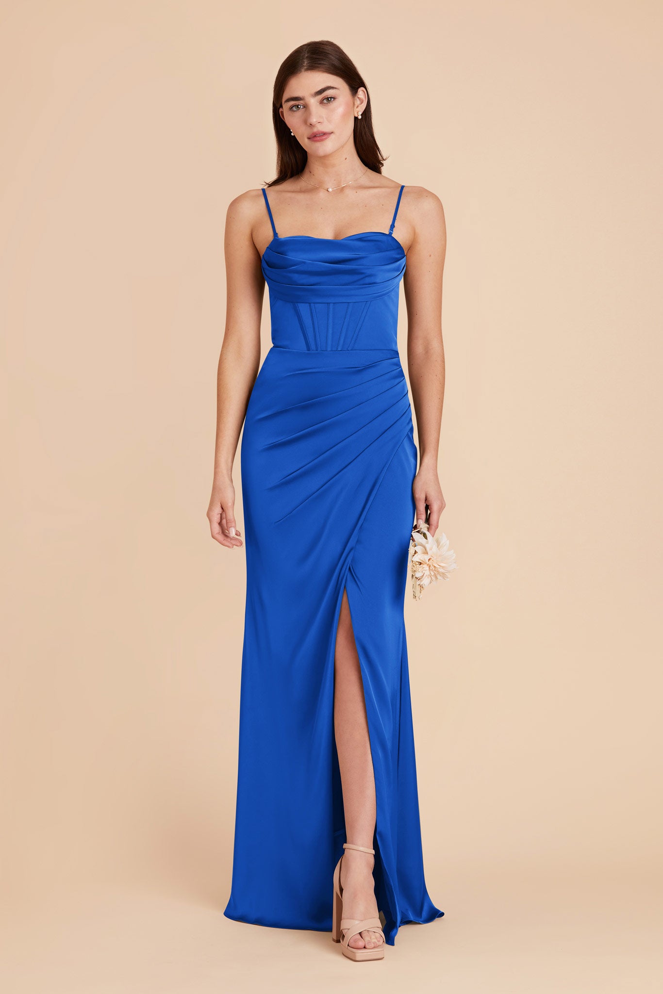 Cobalt Blue Carrie Matte Satin Dress by Birdy Grey