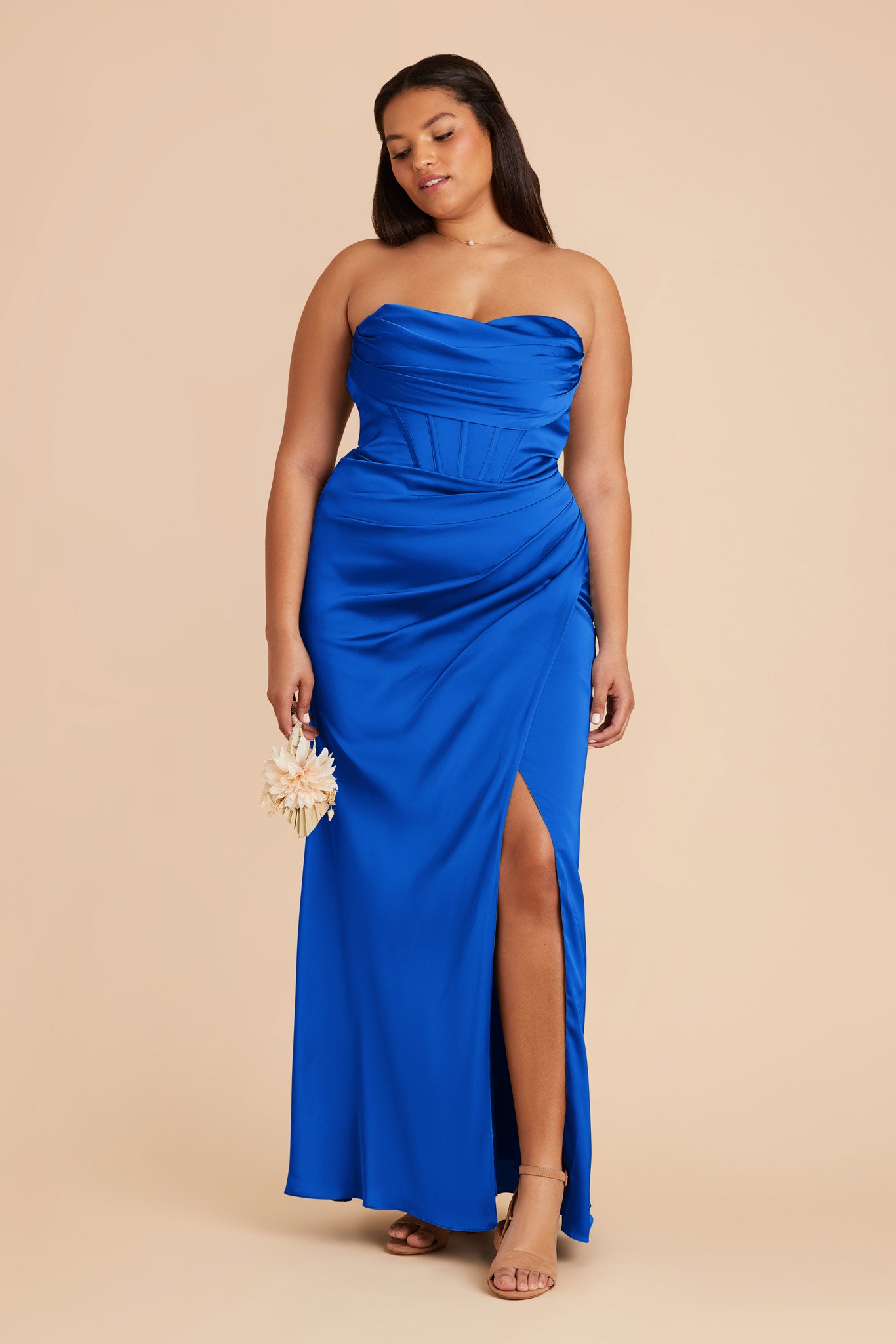 Cobalt Blue Carrie Matte Satin Dress by Birdy Grey