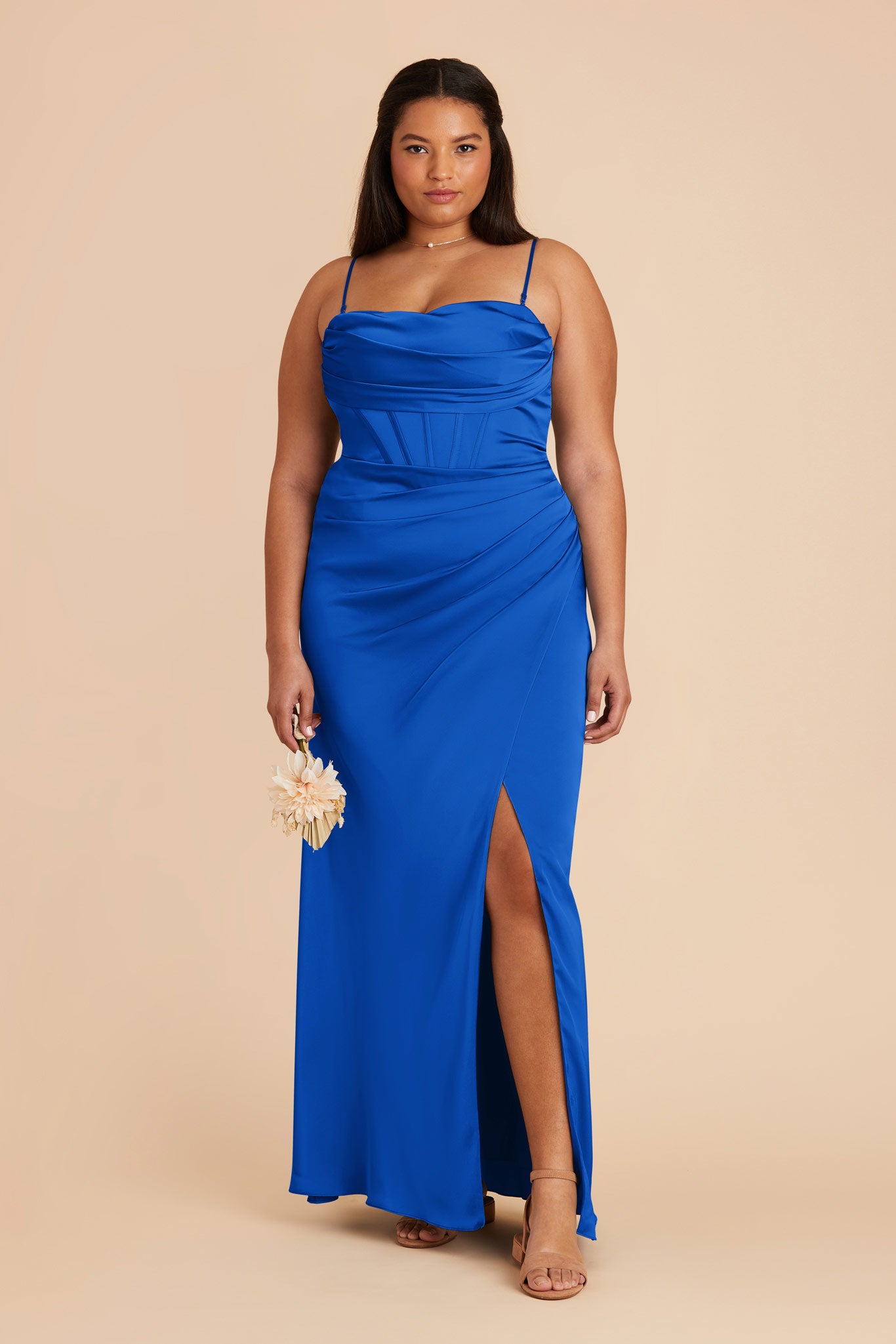 Cobalt Blue Carrie Matte Satin Dress by Birdy Grey