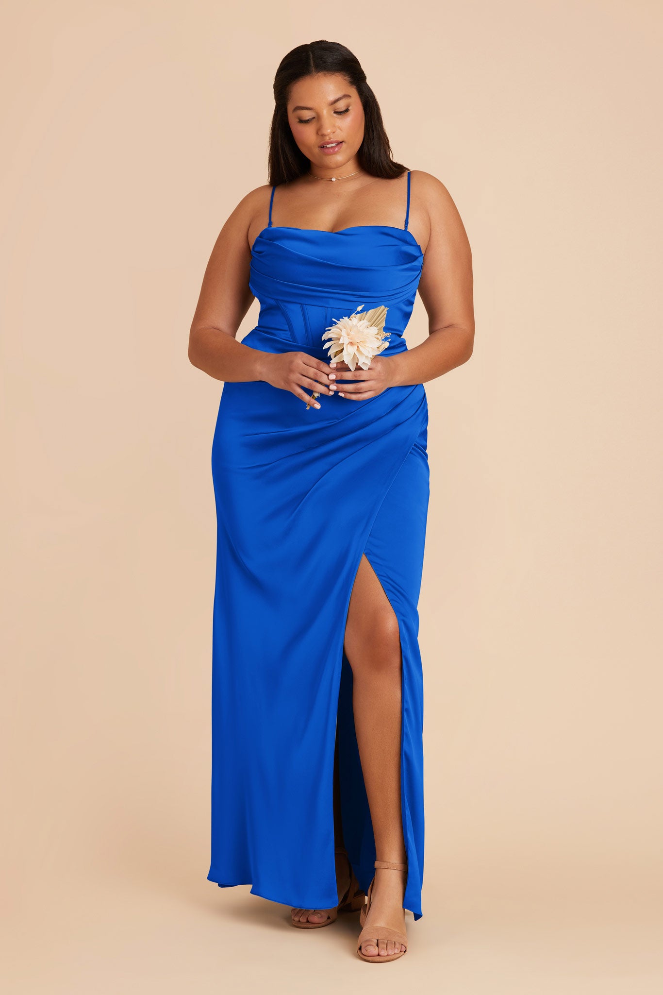 Cobalt Blue Carrie Matte Satin Dress by Birdy Grey