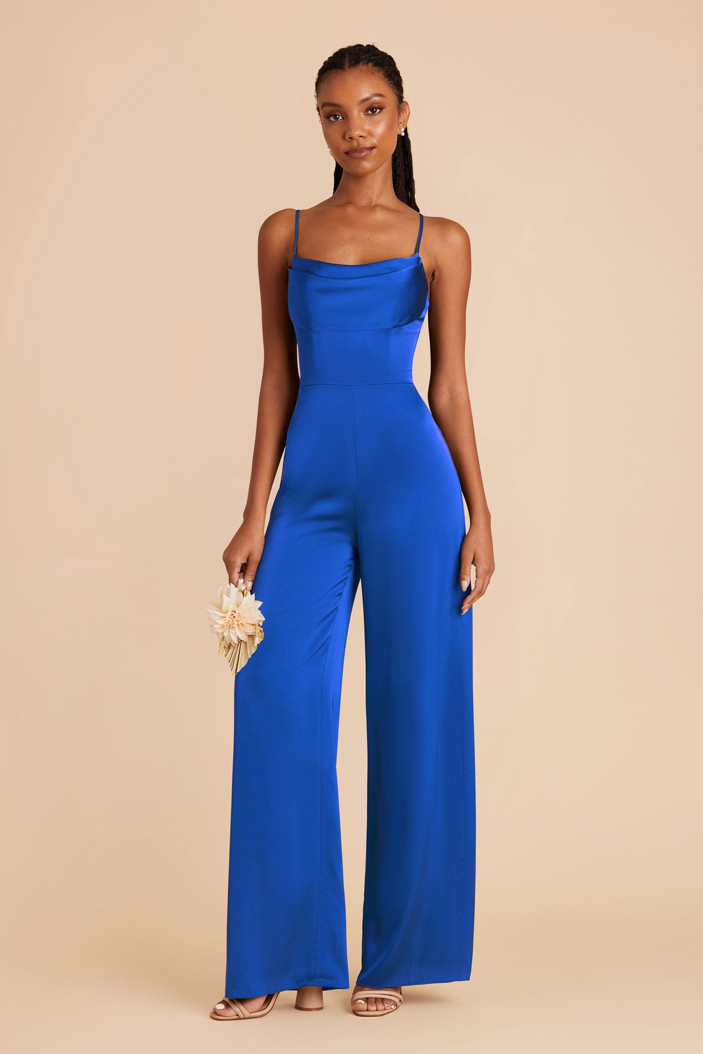 Cobalt Blue Donna Matte Satin Bridesmaid Jumpsuit by Birdy Grey