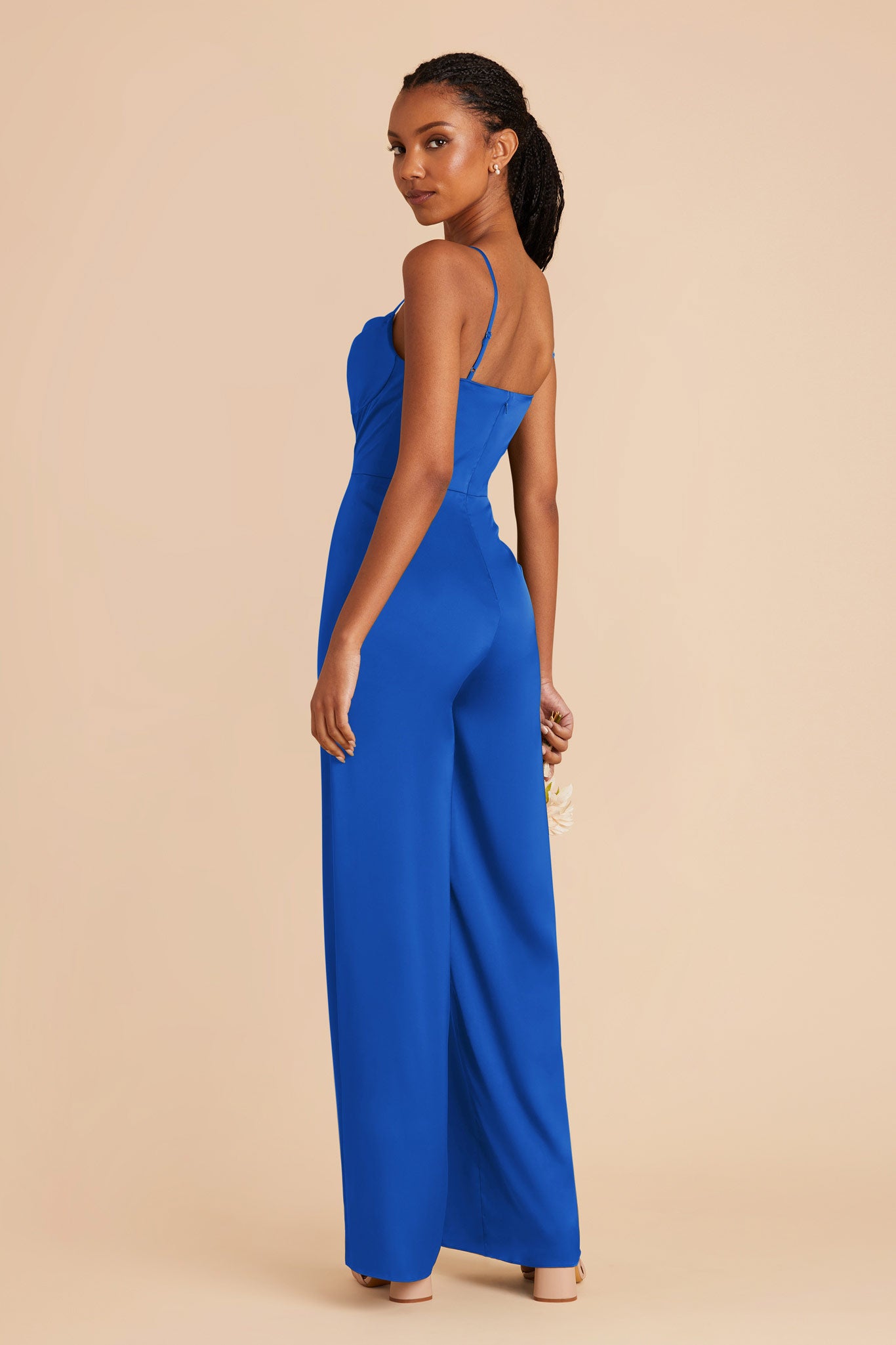 Cobalt Blue Donna Matte Satin Bridesmaid Jumpsuit by Birdy Grey