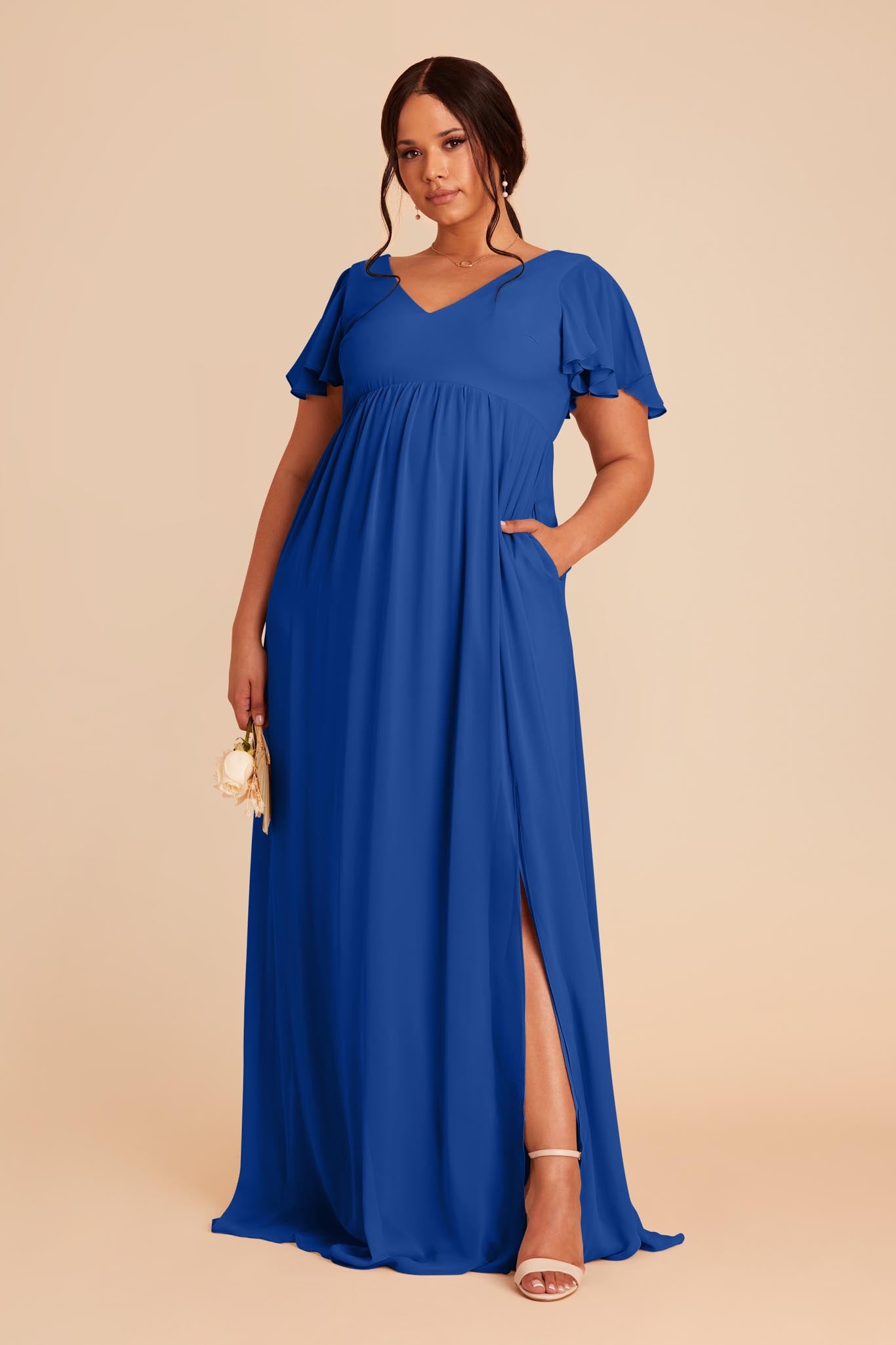 Hannah Empire Bridesmaid Dress in Cobalt Blue | Birdy Grey