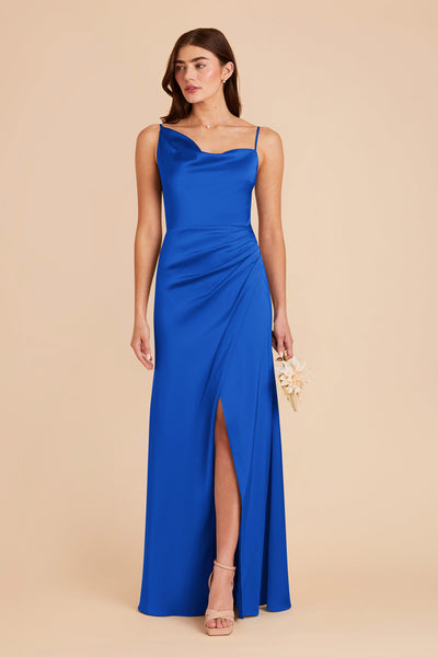 Cobalt Blue Jennifer Matte Satin Dress by Birdy Grey