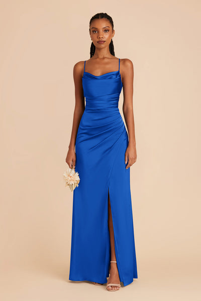 Cobalt Blue Lydia Matte Satin Dress by Birdy Grey