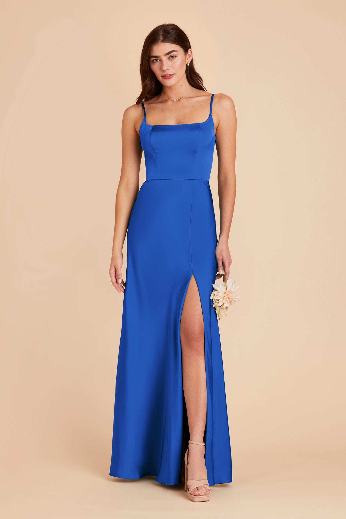 Cobalt Blue Mai Matte Satin Dress by Birdy Grey