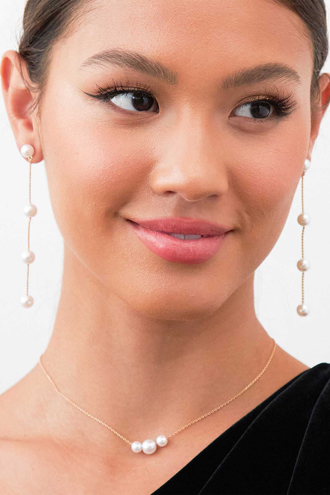 Cooper Pearl Drop Earrings - Long