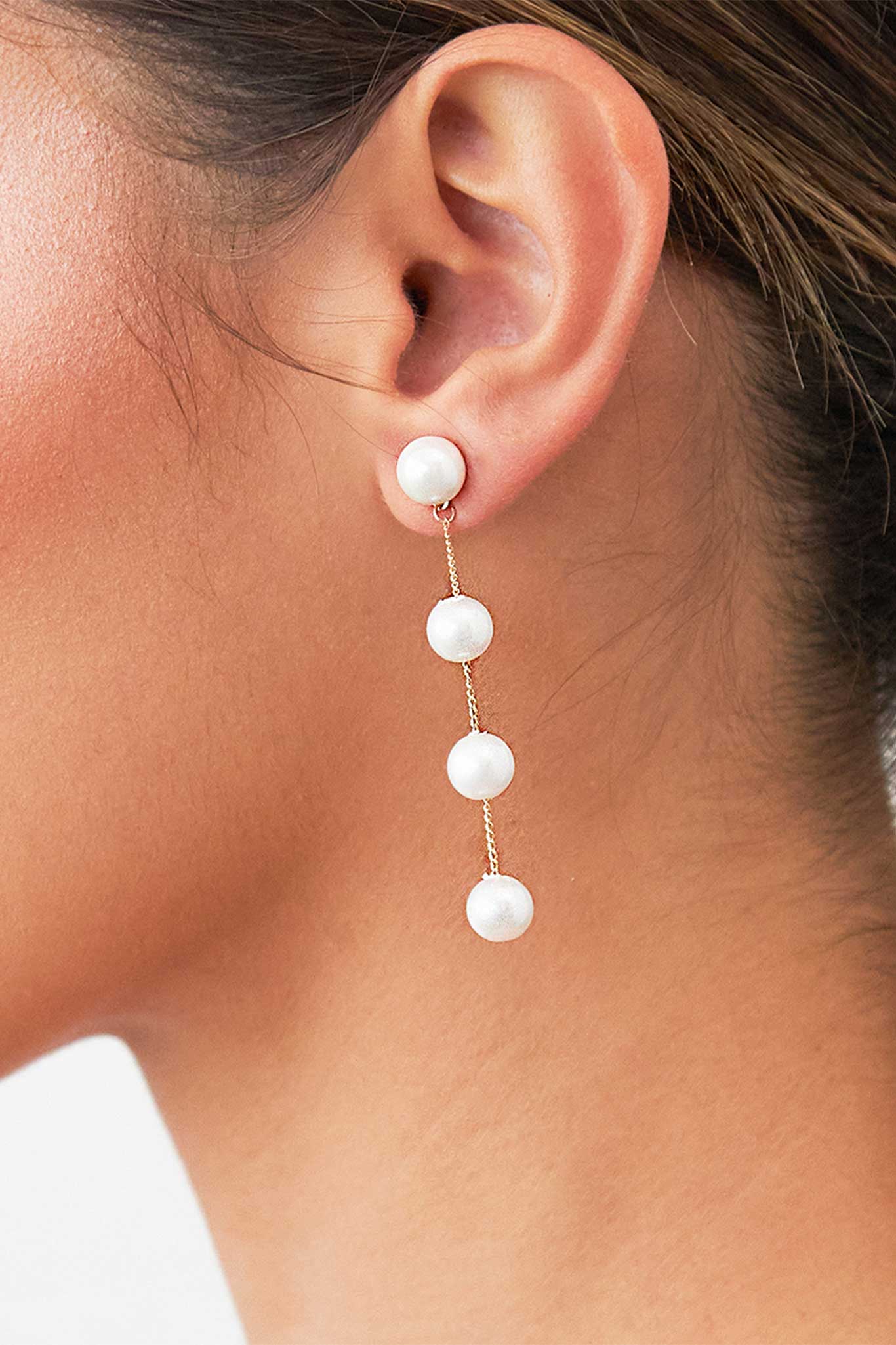 Linear pearl drop earrings online
