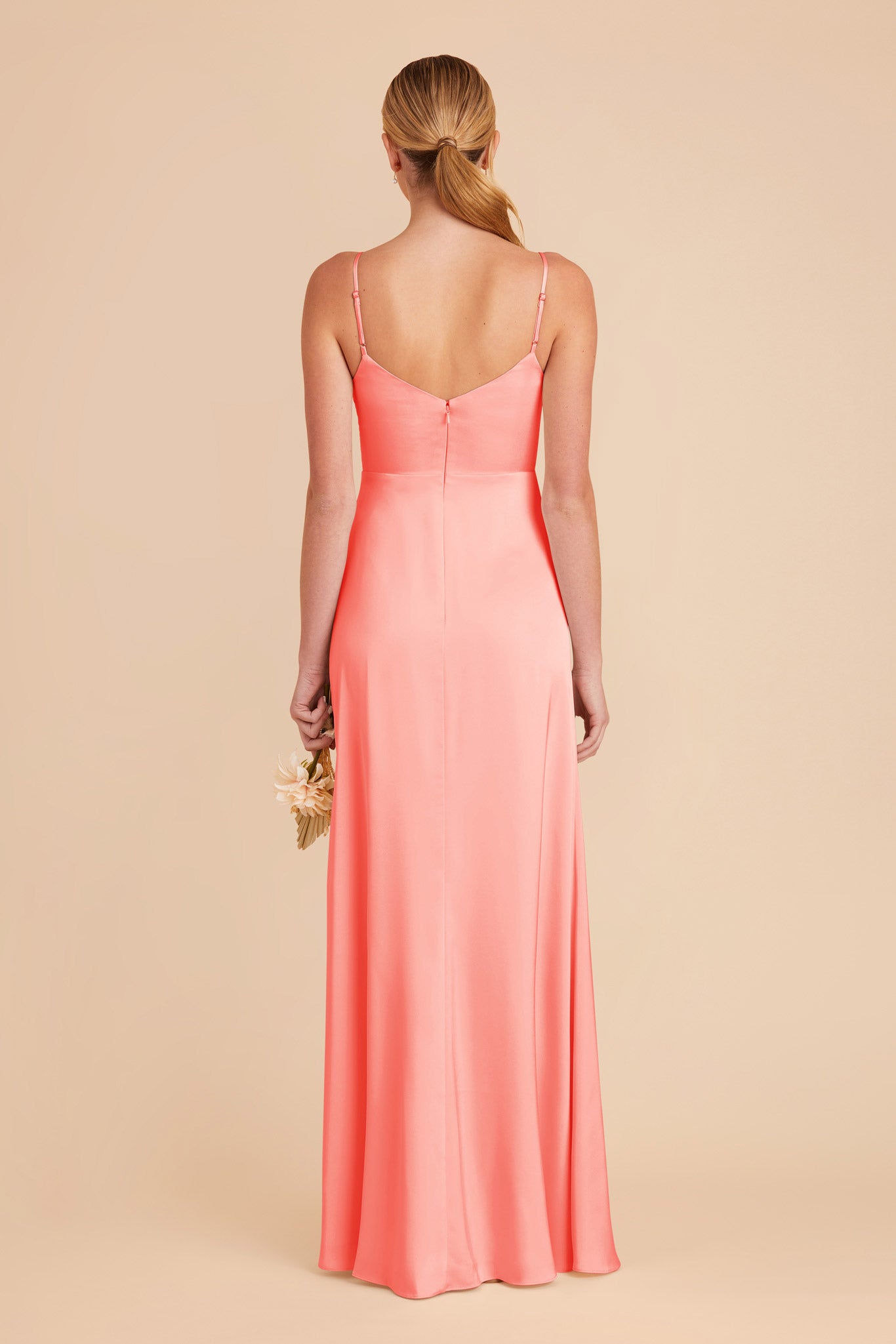 Coral Pink Catherine Matte Satin Dress by Birdy Grey