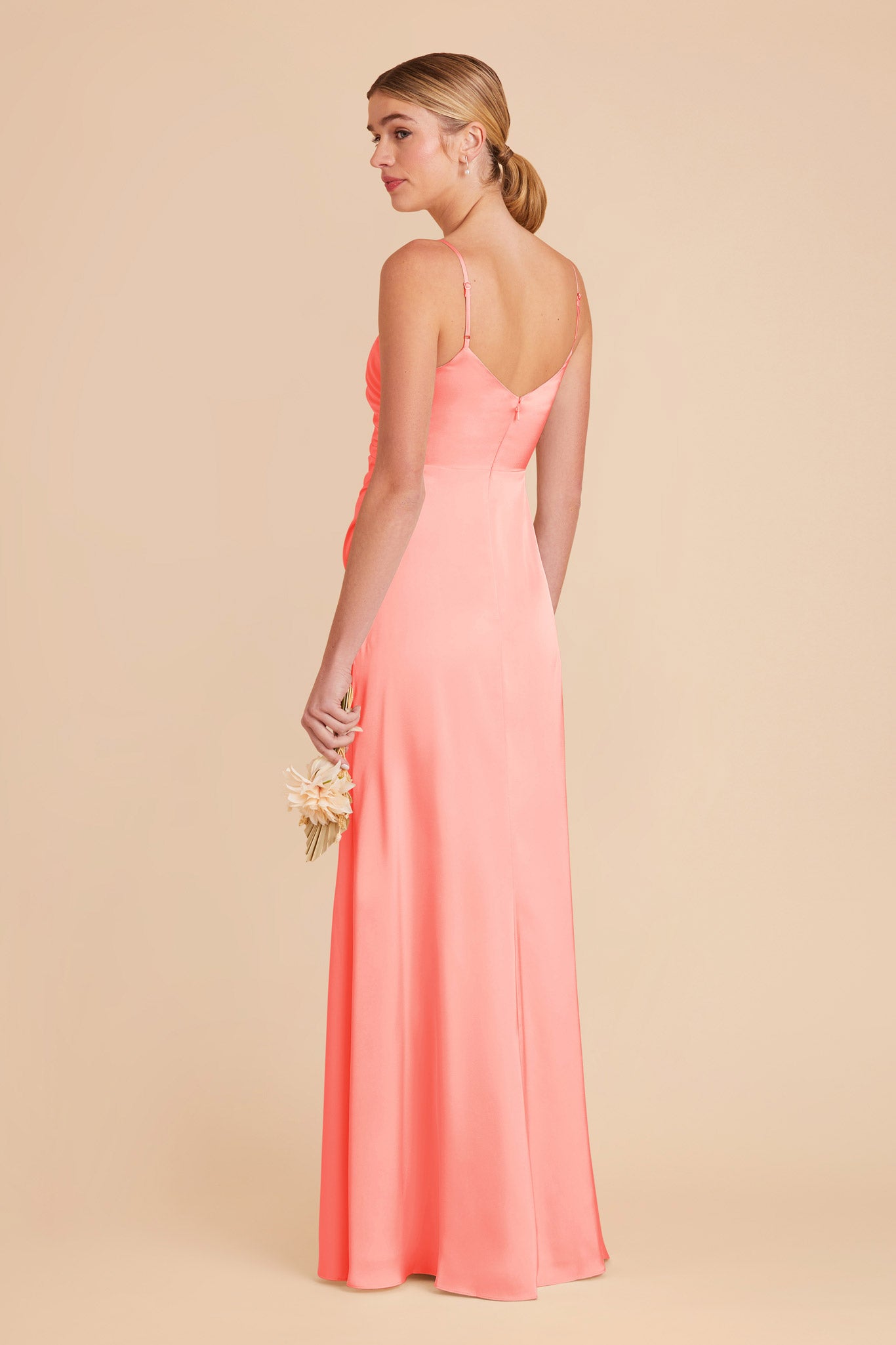 Coral Pink Catherine Matte Satin Dress by Birdy Grey