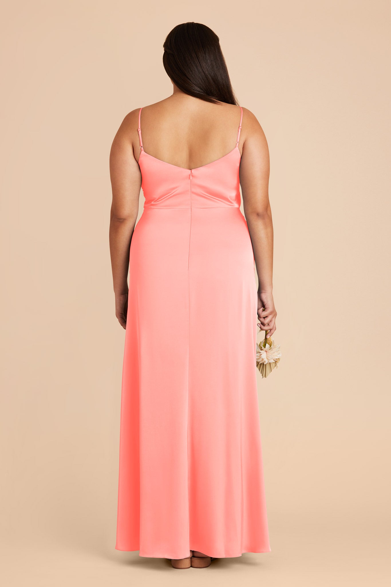 Coral Pink Catherine Matte Satin Dress by Birdy Grey