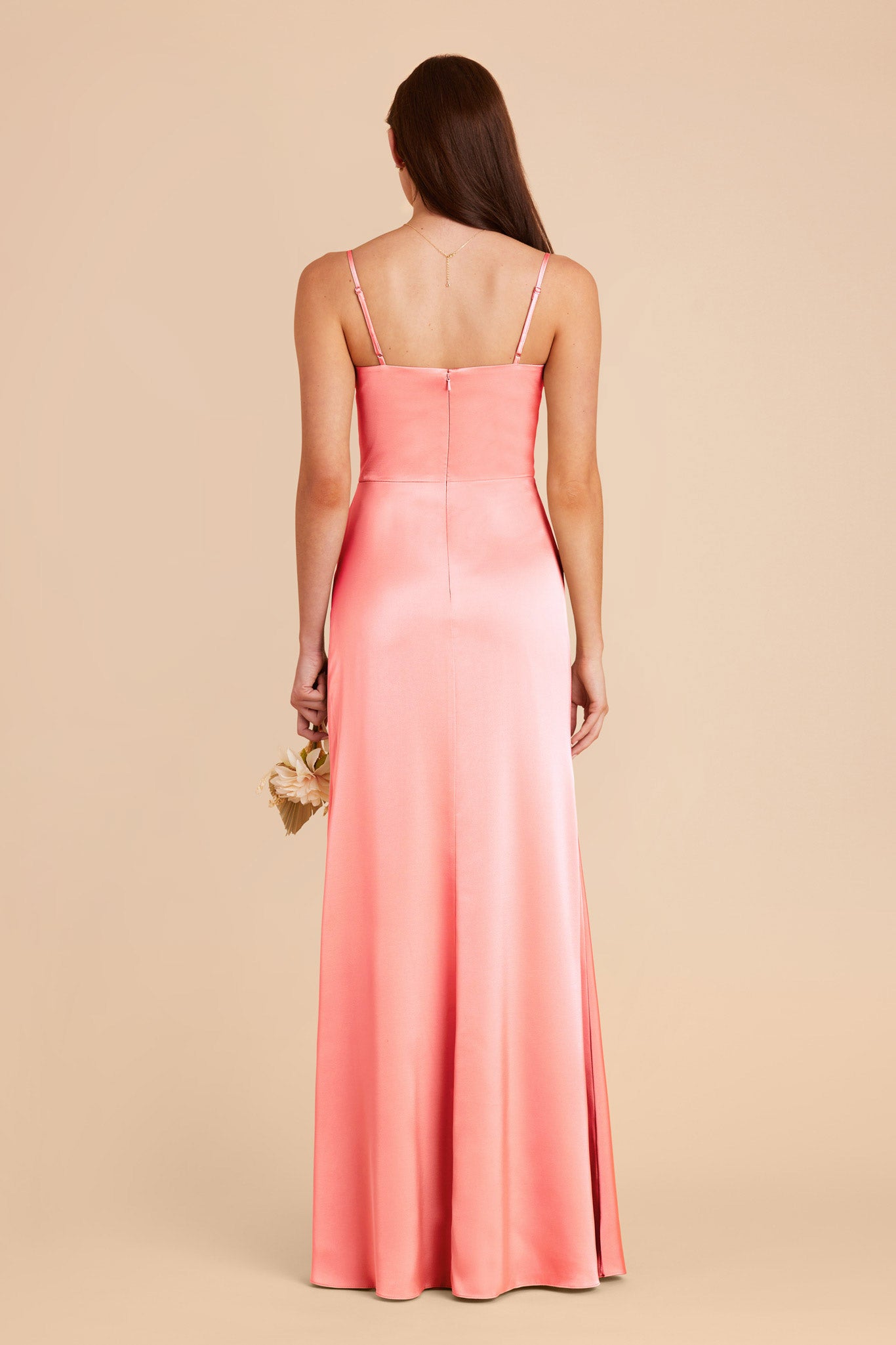 Coral Pink Jennifer Matte Satin Dress by Birdy Grey