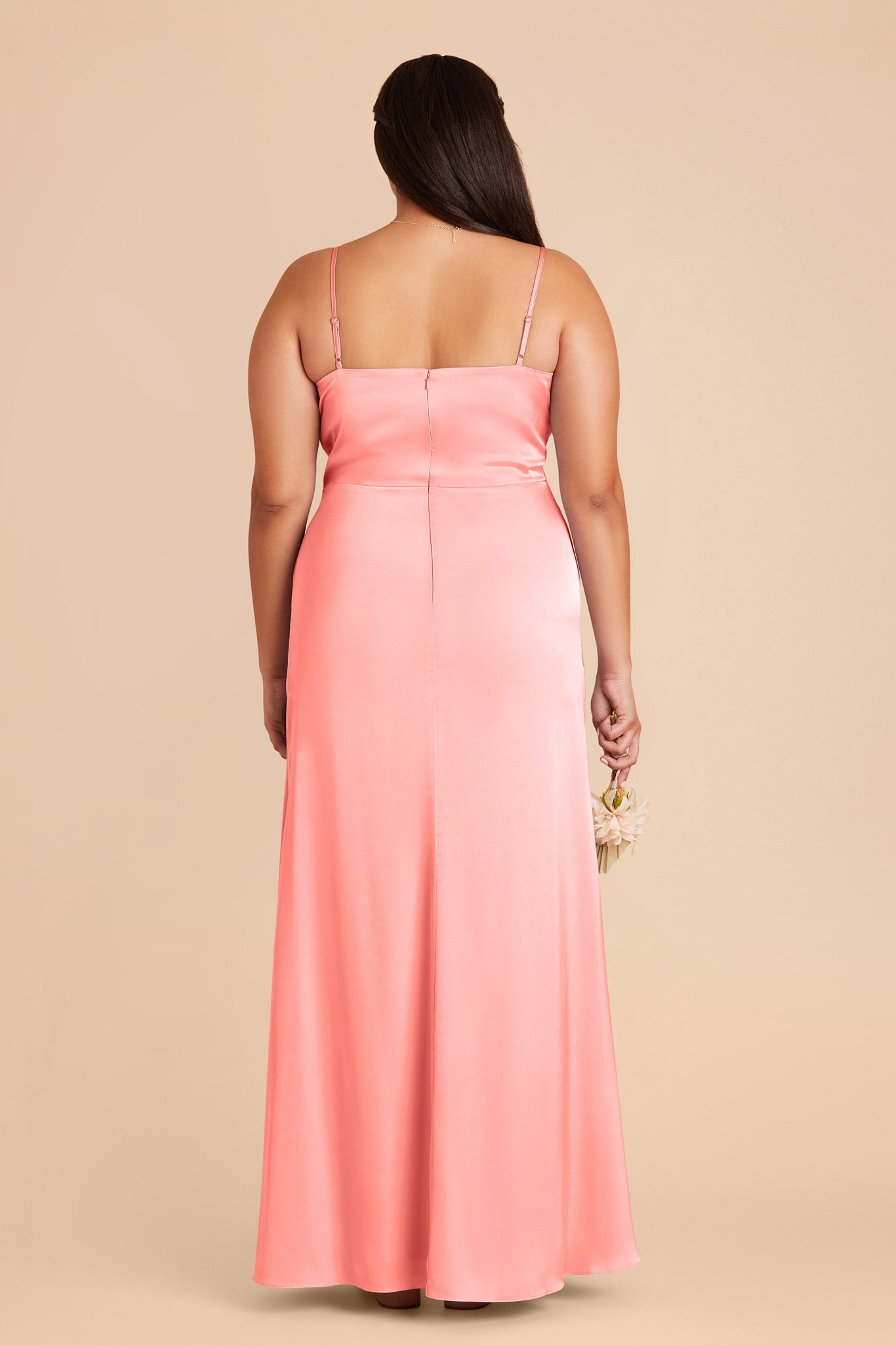 Coral Pink Jennifer Matte Satin Dress by Birdy Grey