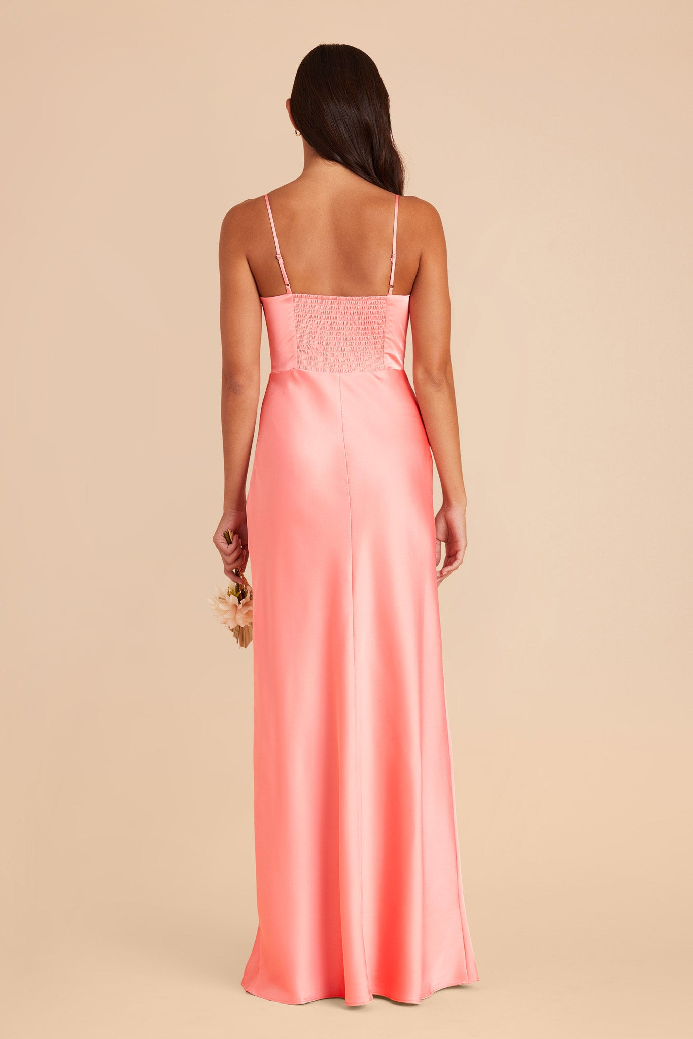 Coral Pink Jessica Matte Satin Dress by Birdy Grey