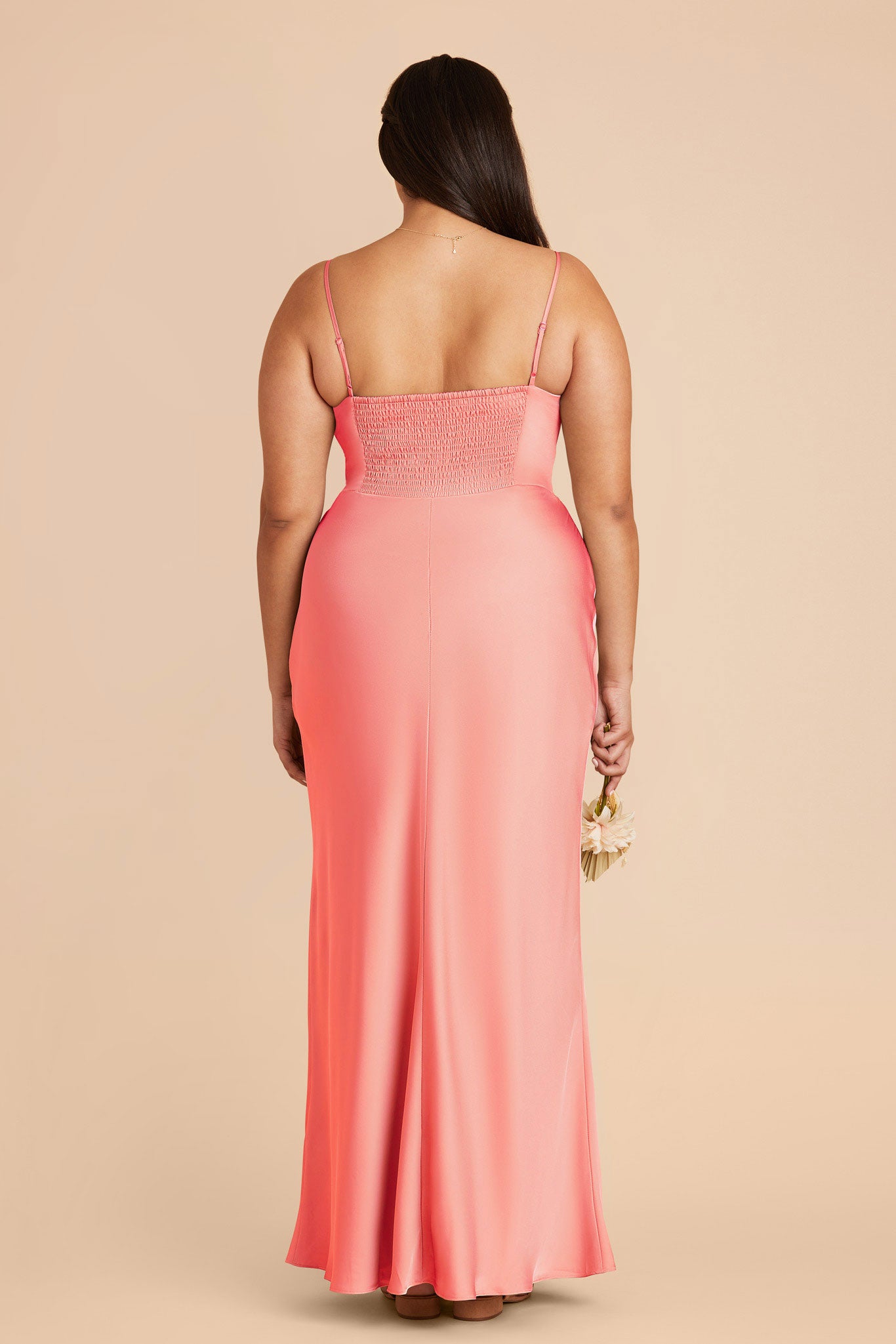 Coral Pink Jessica Matte Satin Dress by Birdy Grey