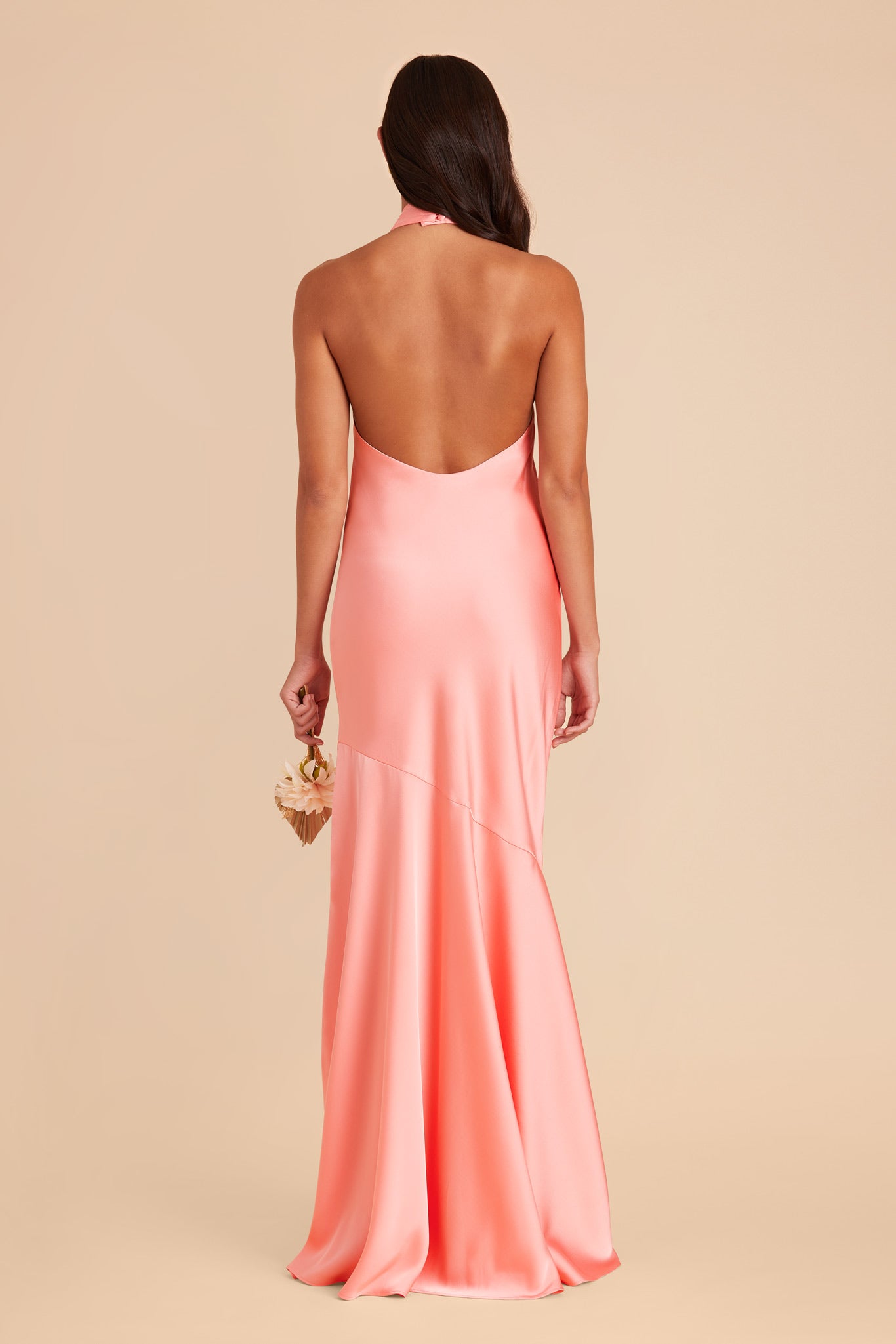 Coral Pink Stephanie Matte Satin Dress by Birdy Grey