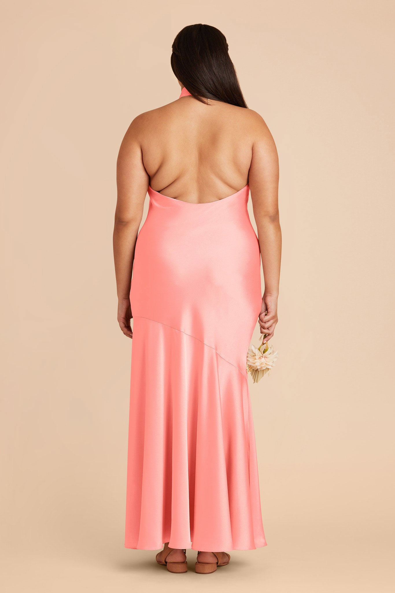 Coral Pink Stephanie Matte Satin Dress by Birdy Grey