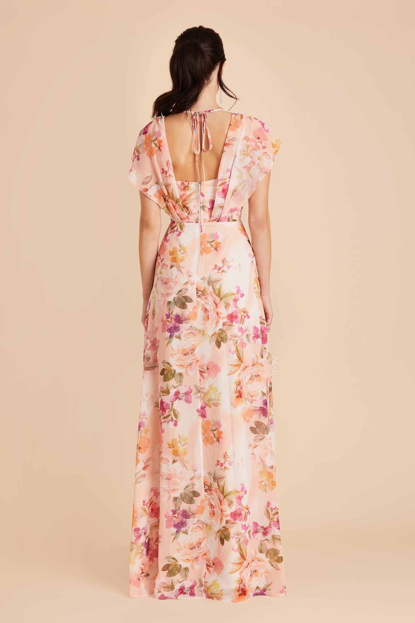 Coral Chiffon Maxi Dress