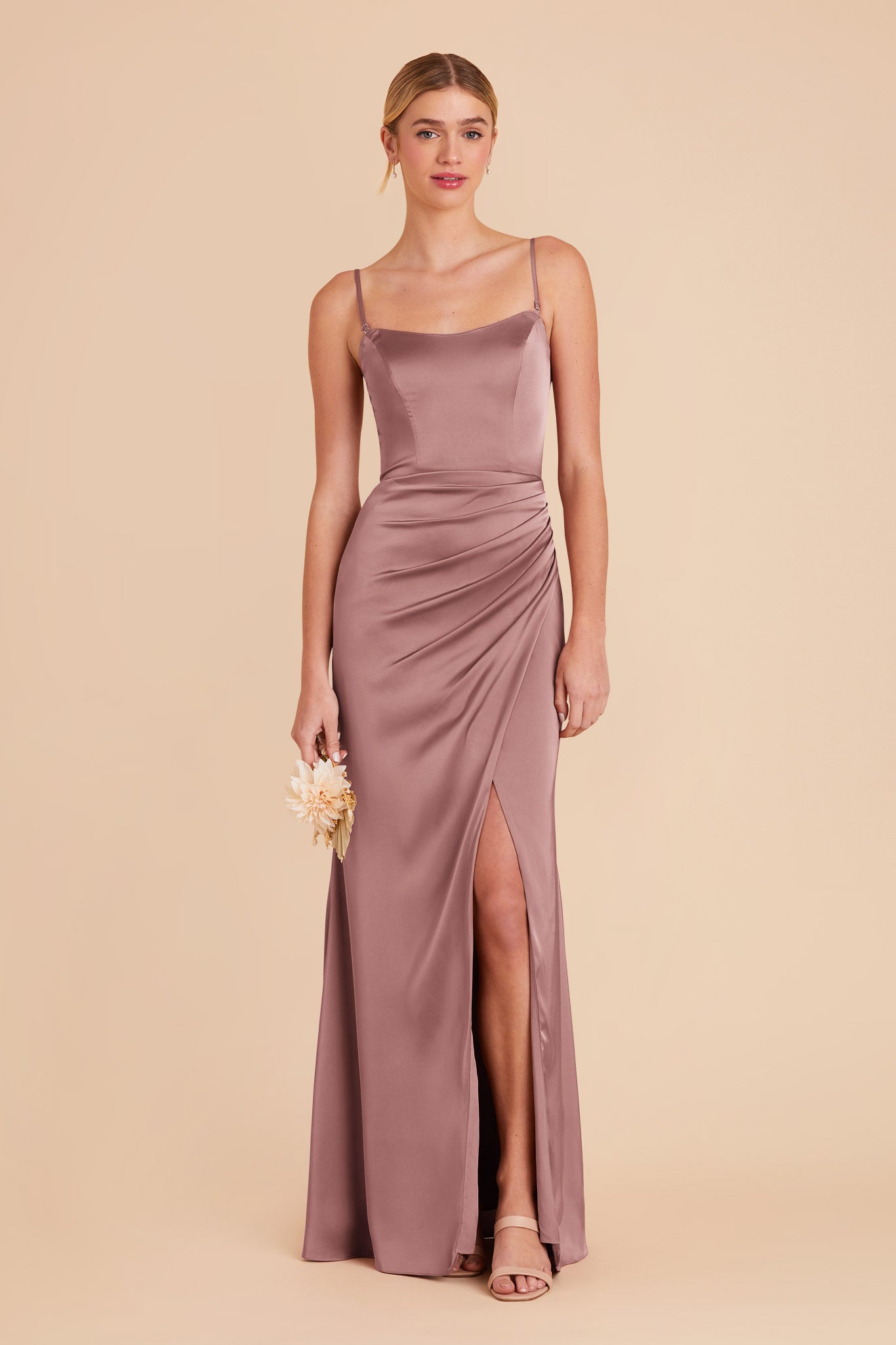 Dark Mauve Anne Convertible Matte Satin Dress by Birdy Grey