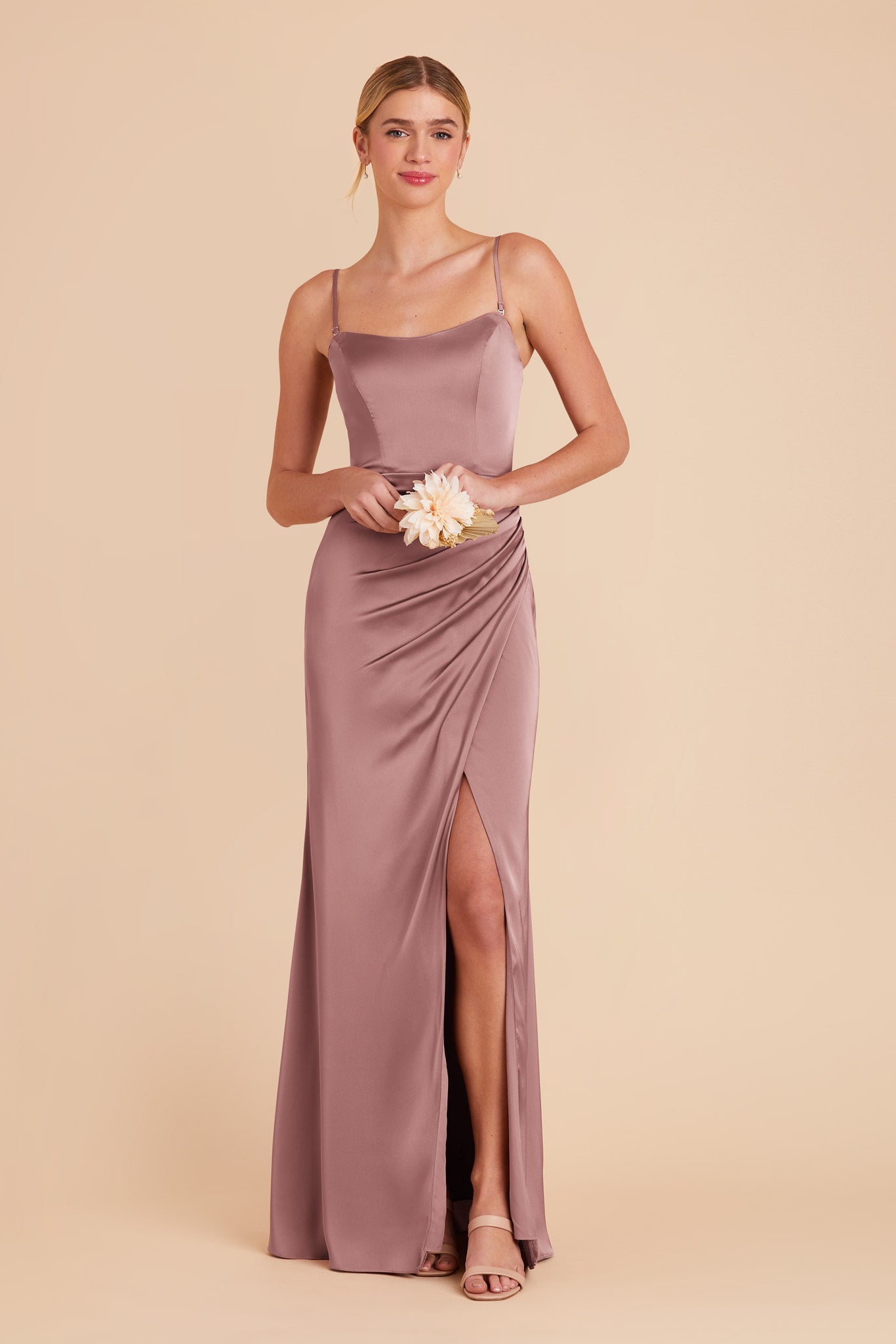 Dark Mauve Anne Convertible Matte Satin Dress by Birdy Grey