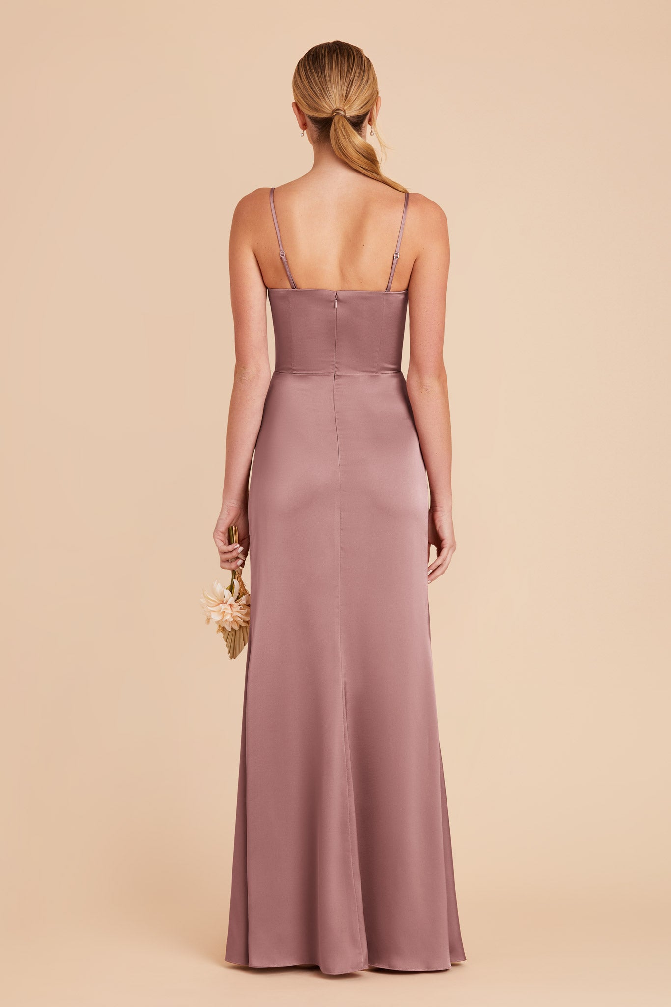 Dark Mauve Anne Convertible Matte Satin Dress by Birdy Grey