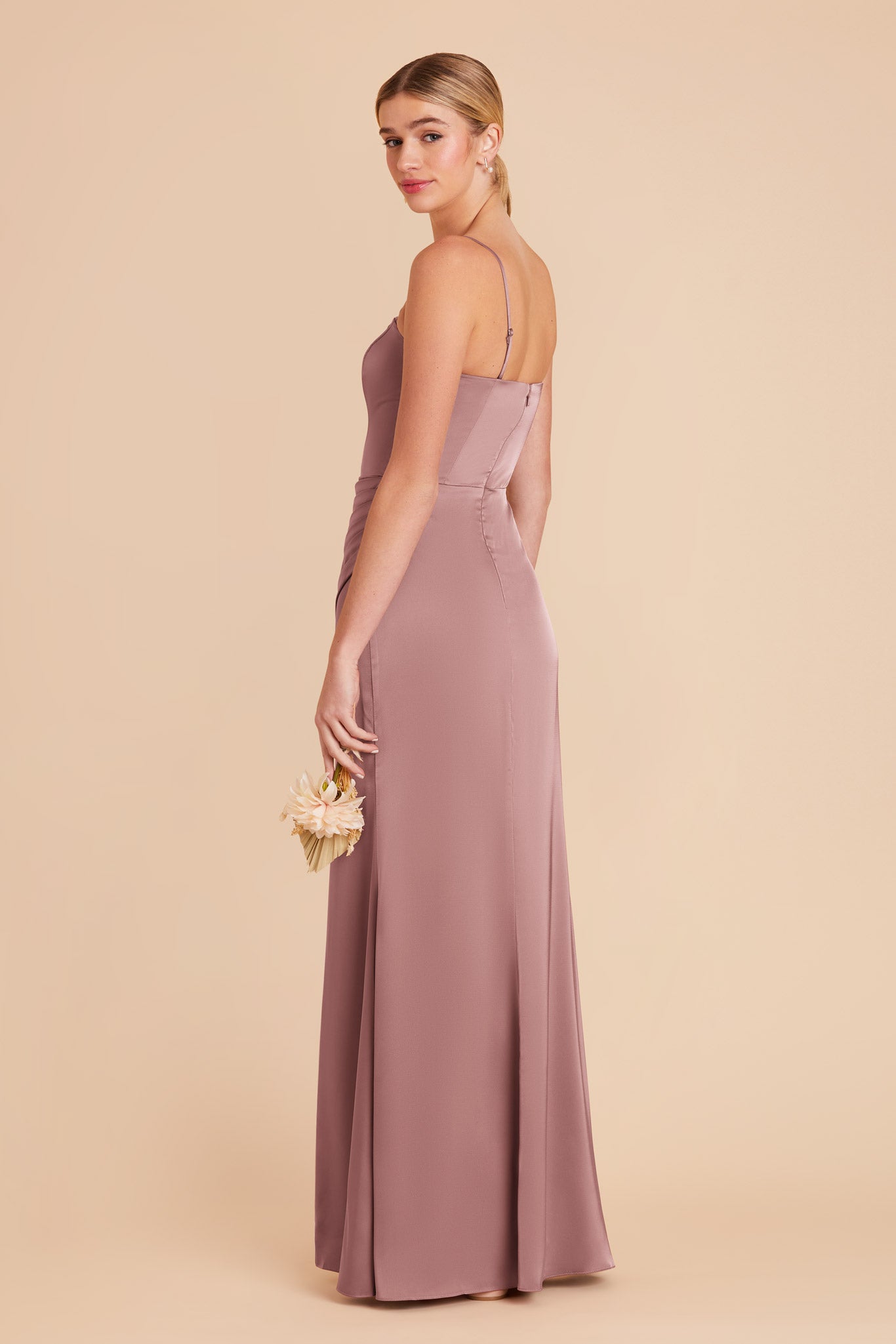 Dark Mauve Anne Convertible Matte Satin Dress by Birdy Grey