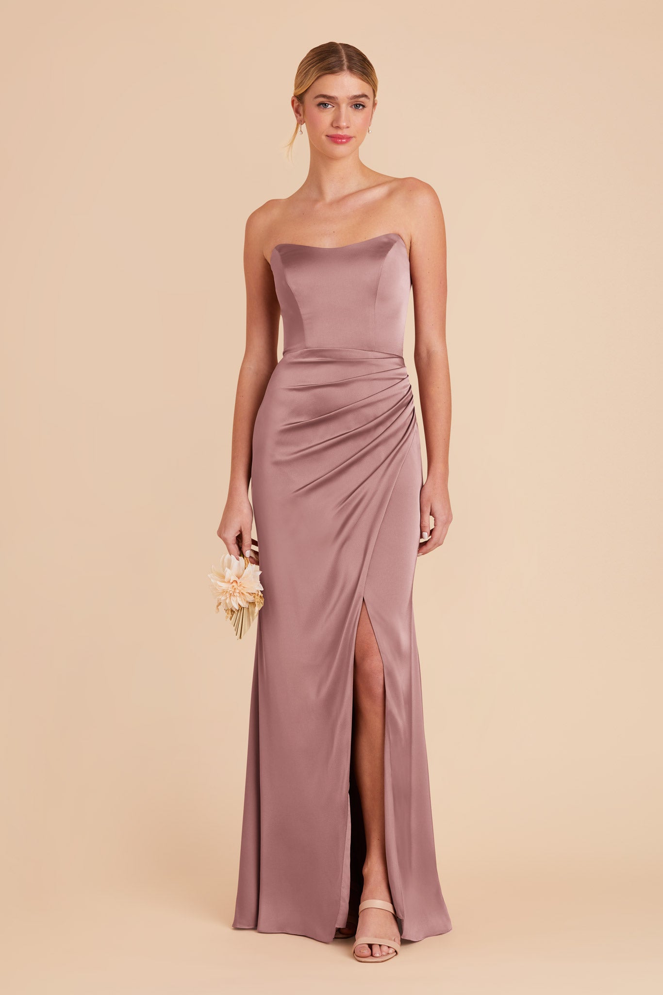 Dark Mauve Anne Convertible Matte Satin Dress by Birdy Grey