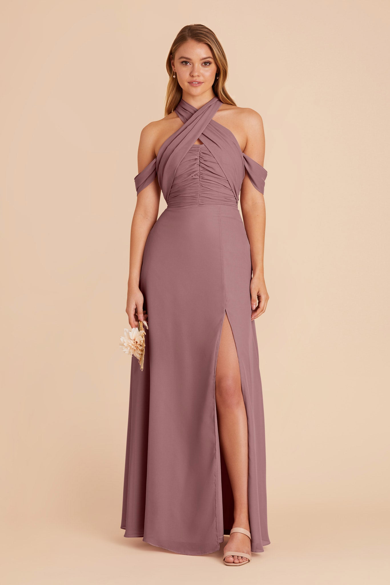 Dark Mauve Cara Chiffon Dress by Birdy Grey