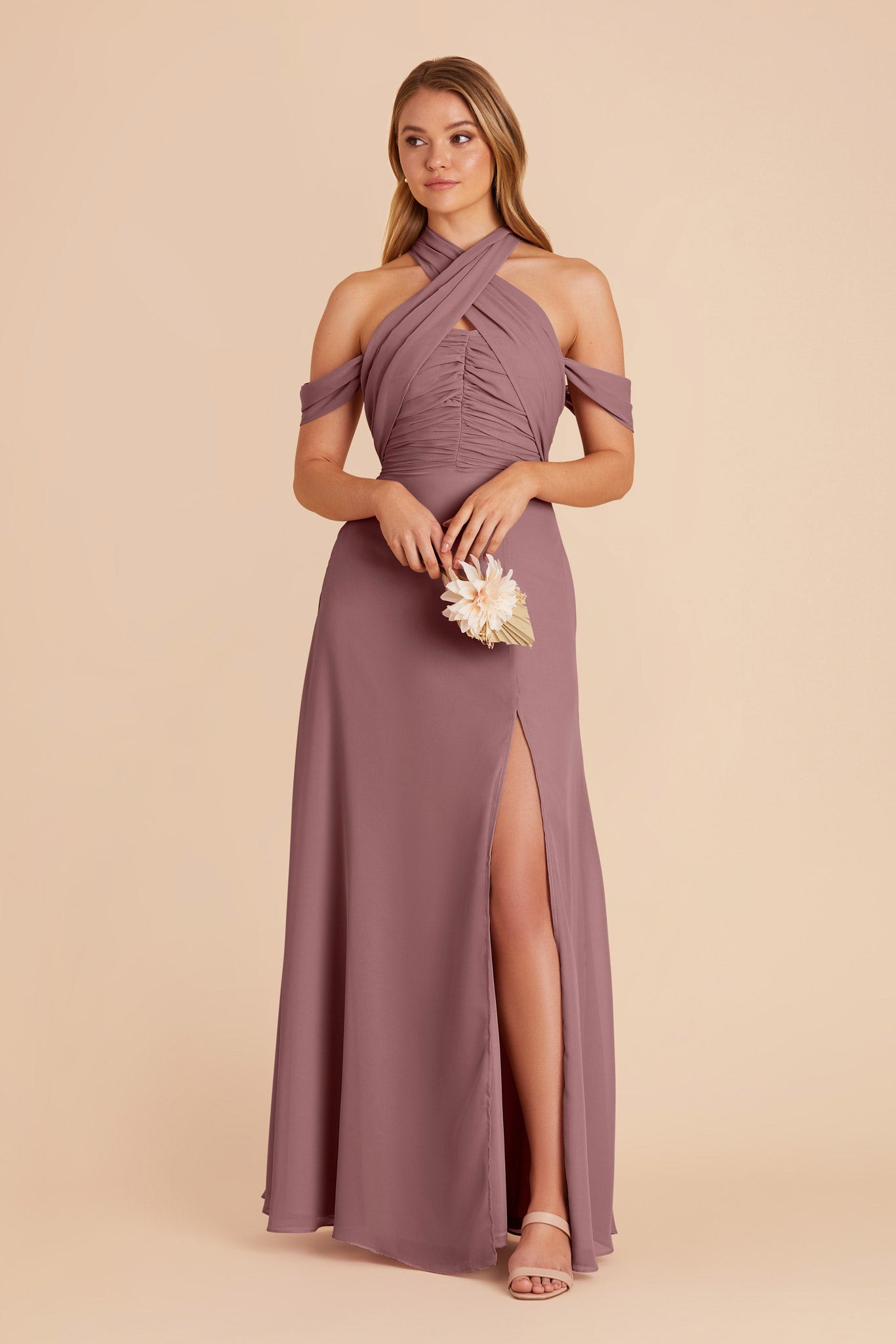 Dark Mauve Cara Chiffon Dress by Birdy Grey