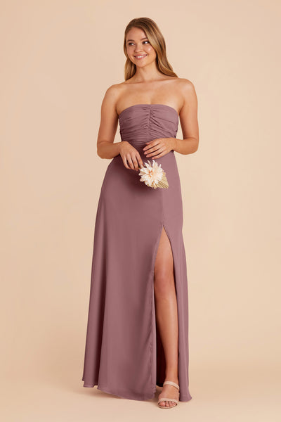 Dark Mauve Cara Chiffon Dress by Birdy Grey