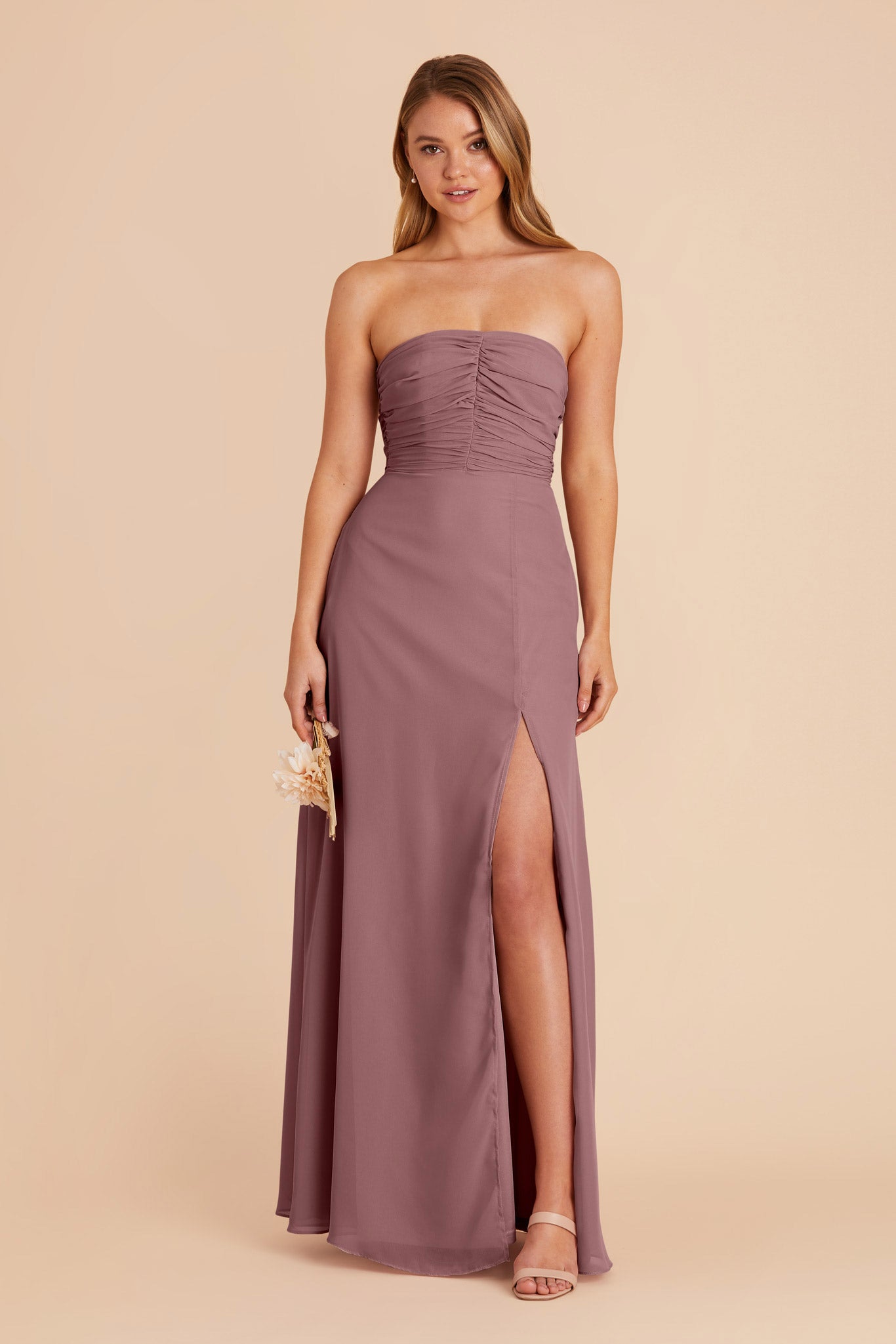 Dark Mauve Cara Chiffon Dress by Birdy Grey