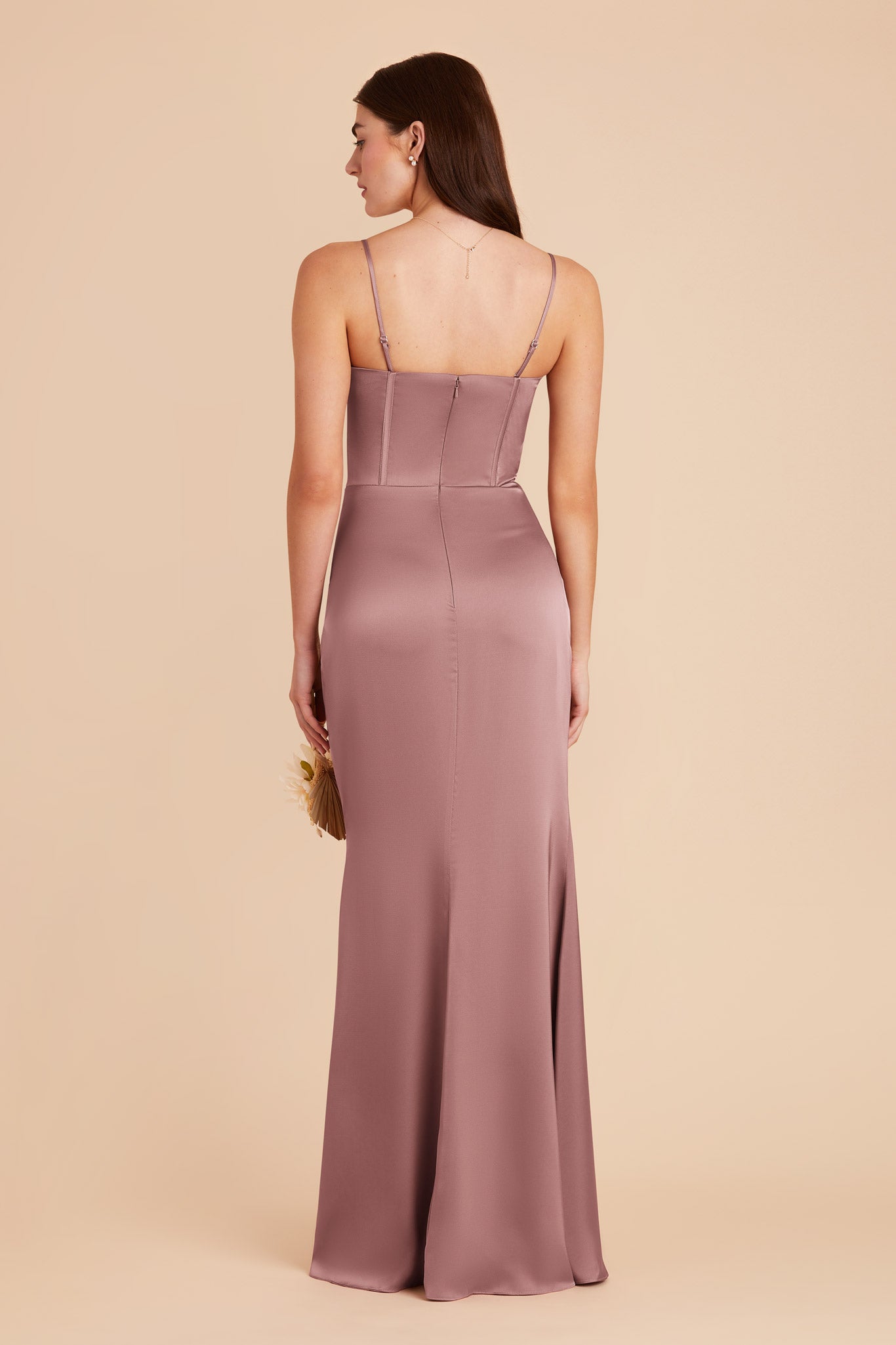 Dark Mauve Carrie Convertible Matte Satin Dress by Birdy Grey