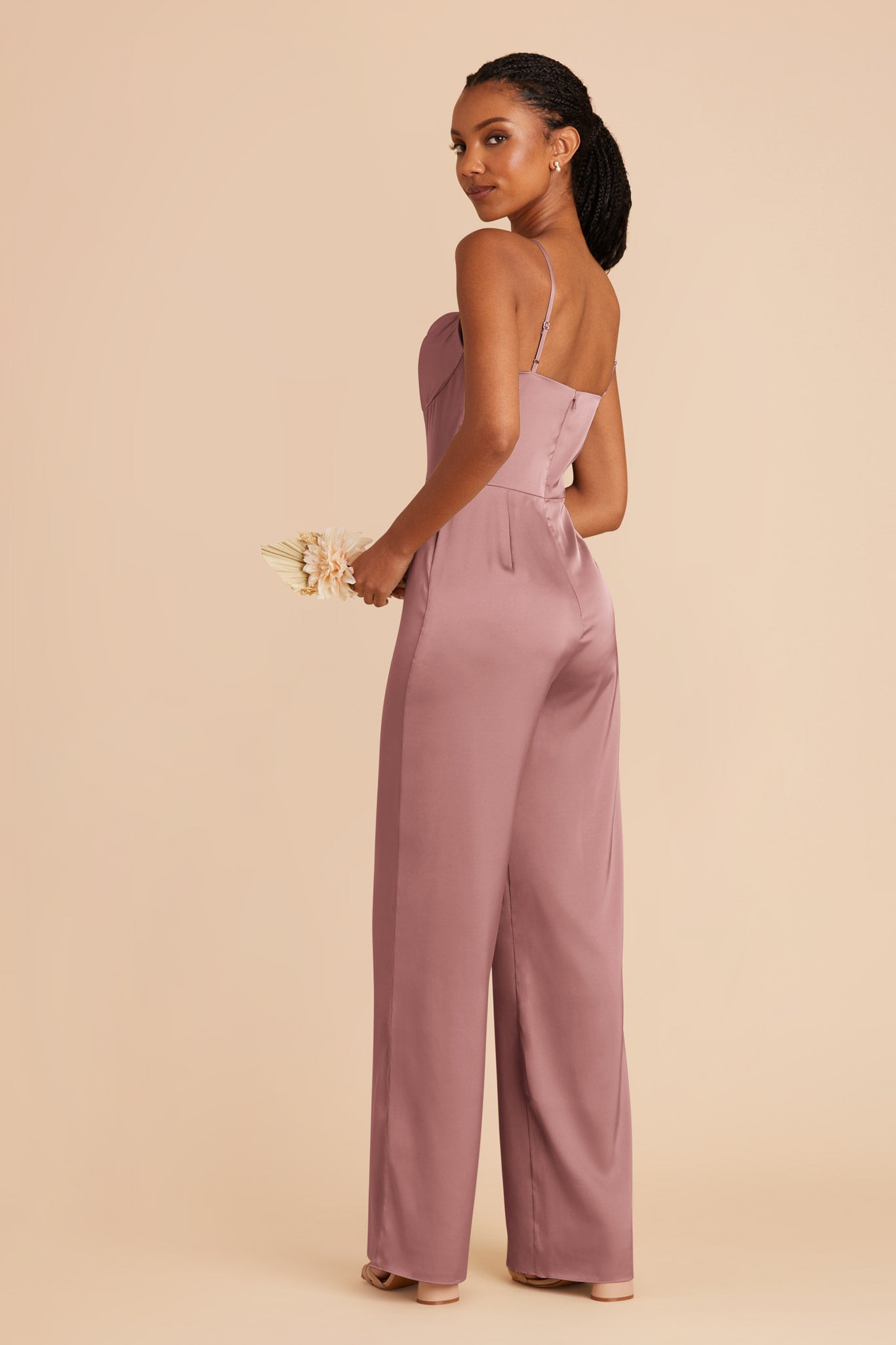 Dark Mauve Donna Matte Satin Jumpsuit by Birdy Grey