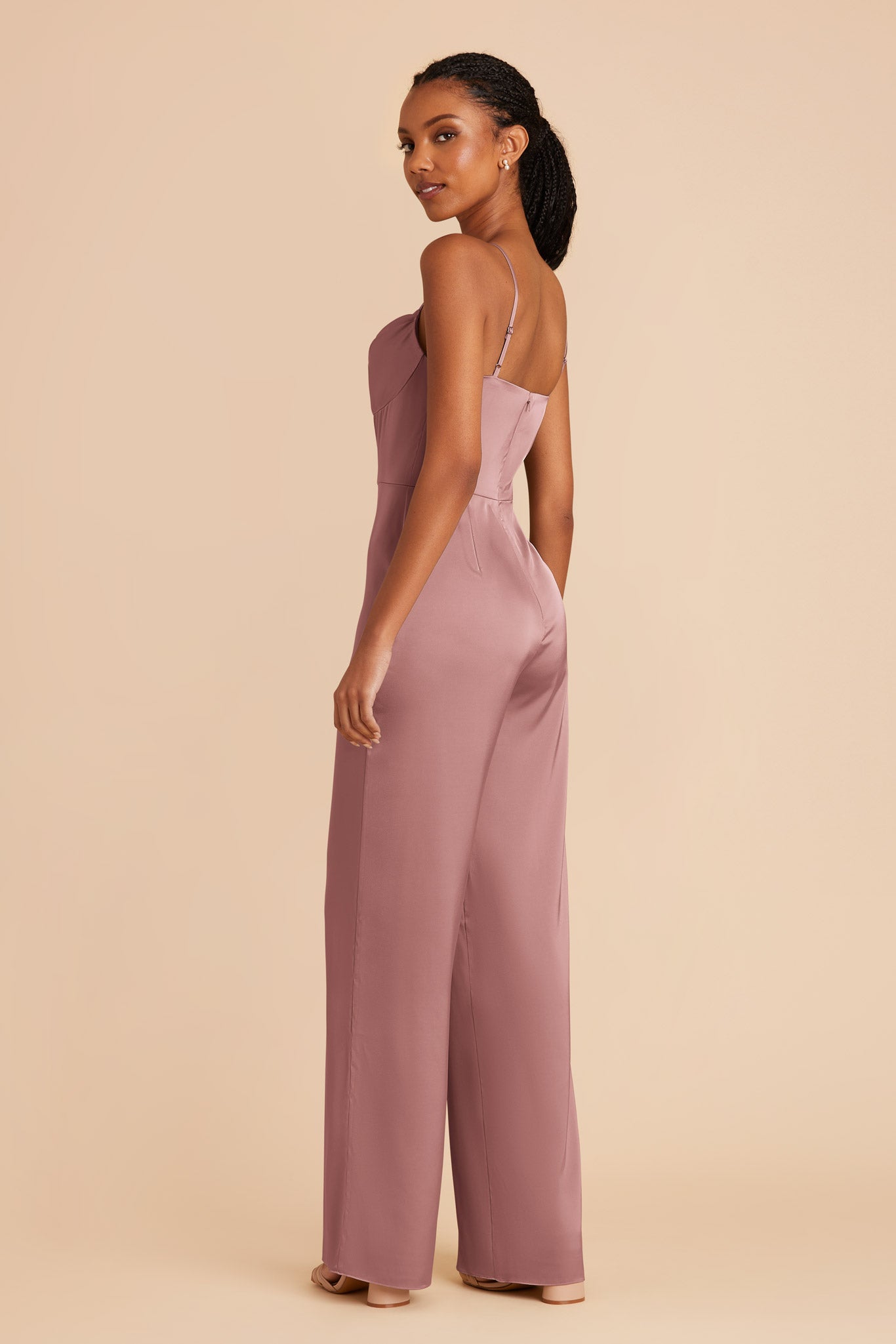 Dark Mauve Donna Matte Satin Jumpsuit by Birdy Grey