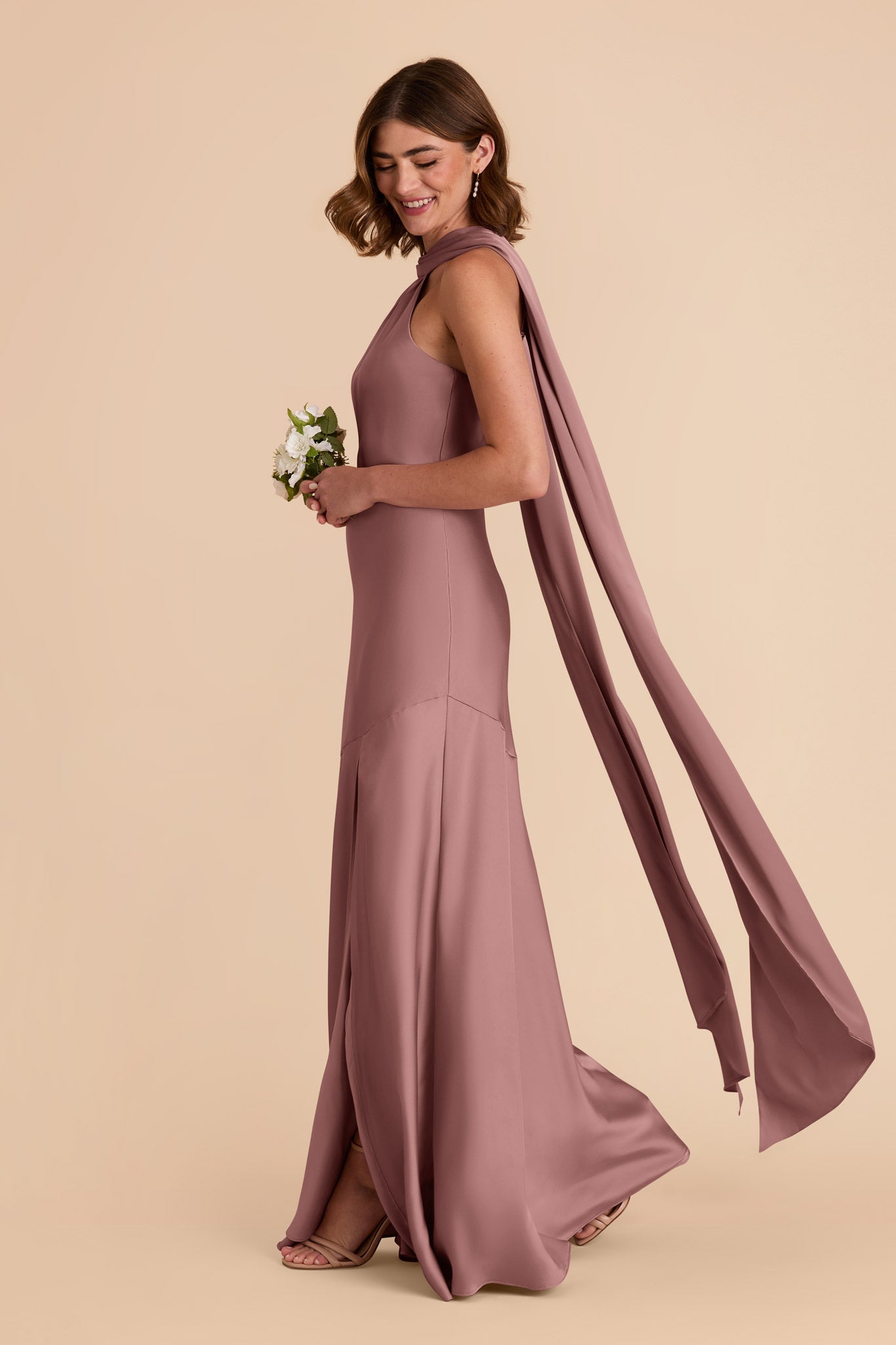 Dark Mauve Eileen Matte Satin Dress by Birdy Grey