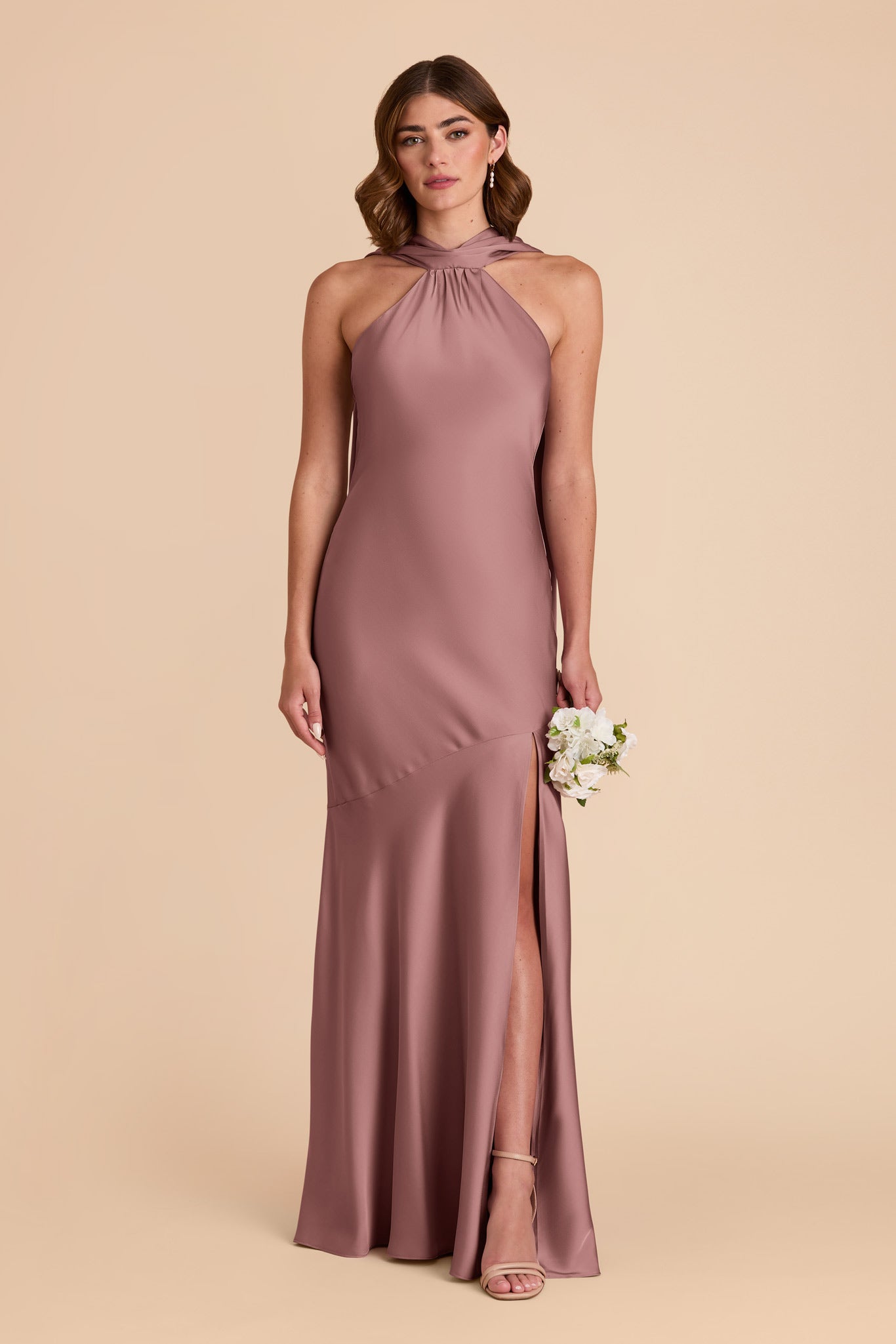 Dark Mauve Eileen Matte Satin Dress by Birdy Grey